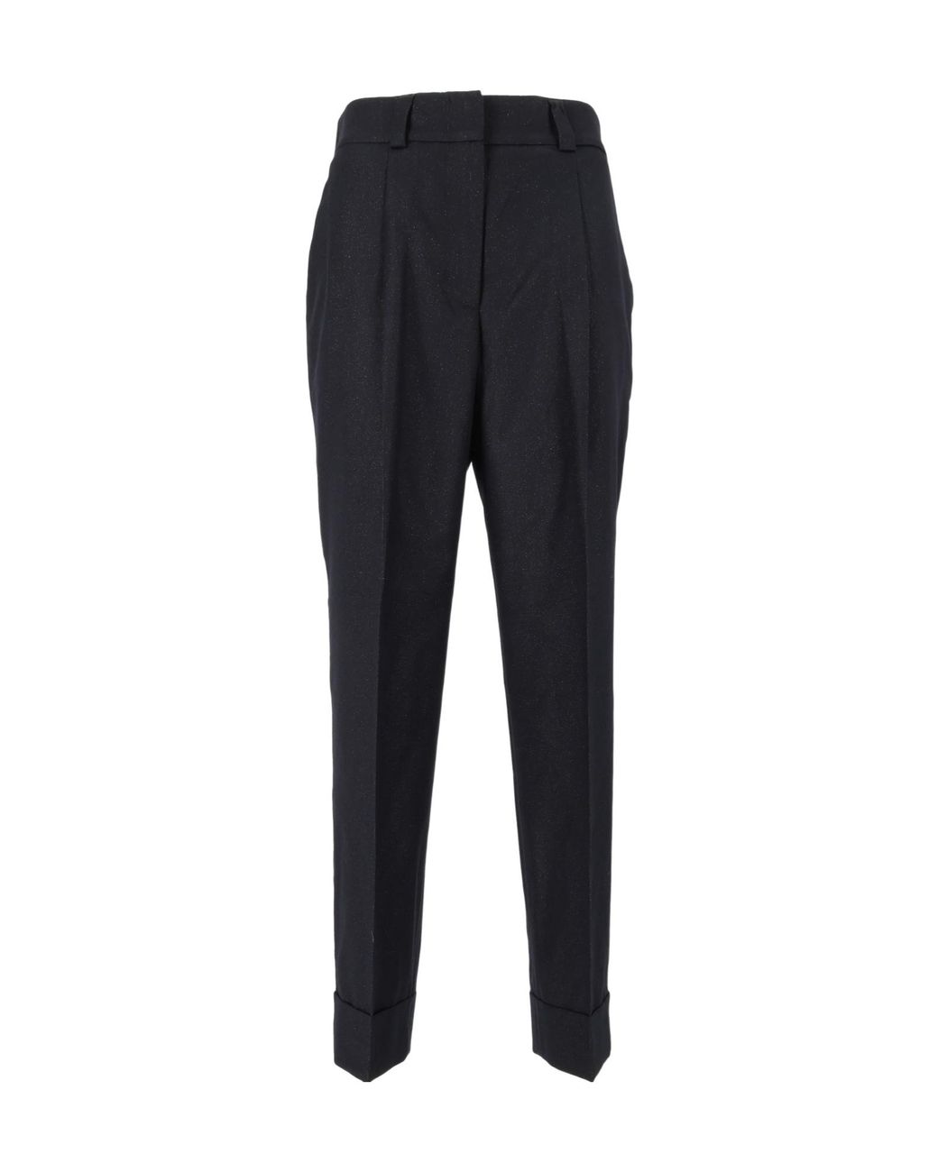Peserico Blue Pleated Turned-Up Trousers