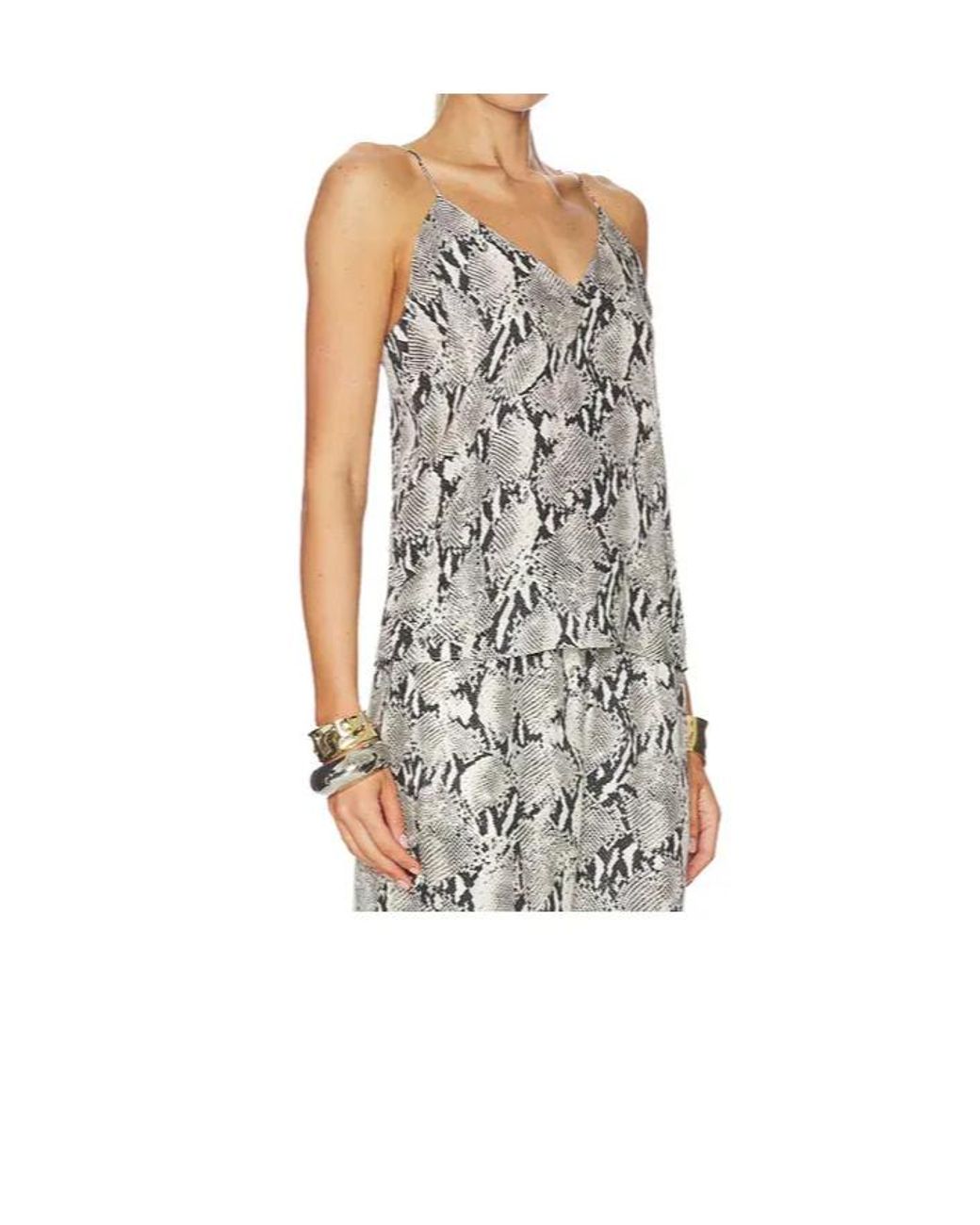 Anine Bing Gray Python V-Neck Top