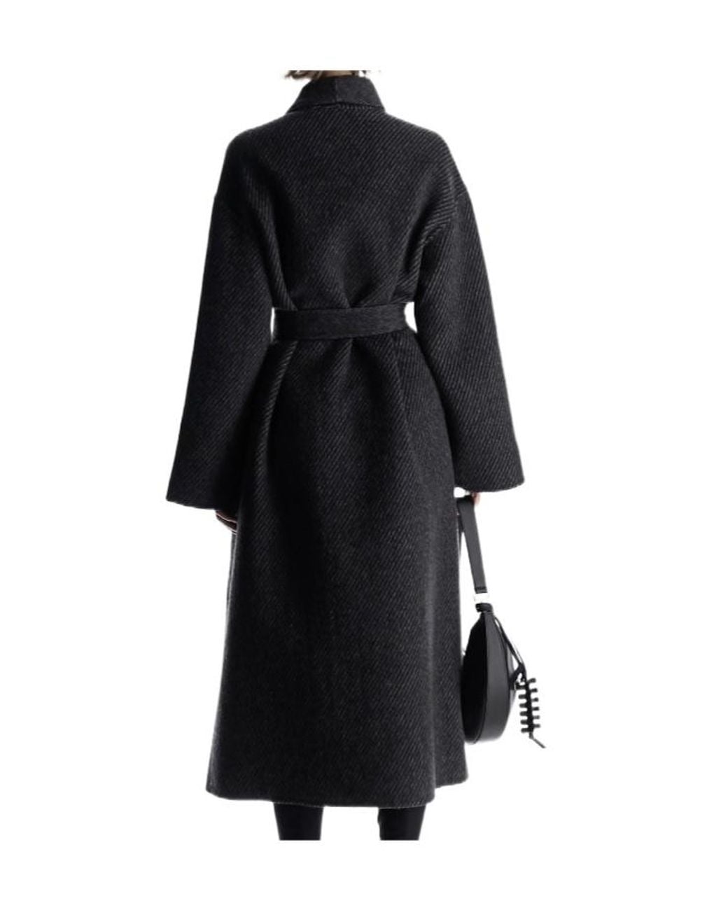 Emporio Armani Black Belted Double-Breasted Coat