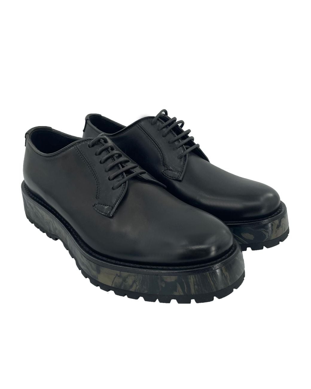 Emporio Armani Black Round Head Lacing Business Shoes for men