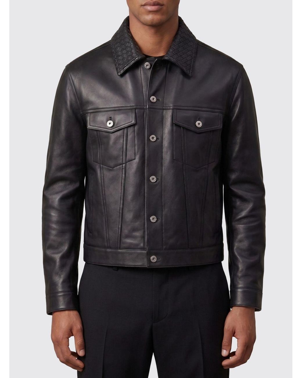 Bottega Veneta Blue Button-Up Long-Sleeved Jacket for men