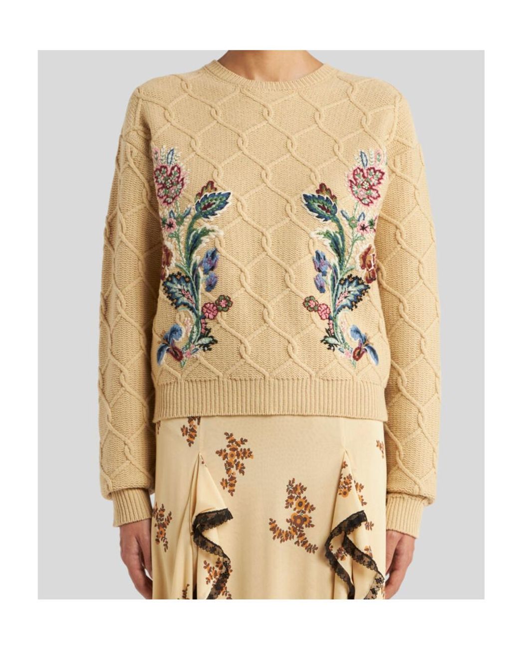 Etro White Embroidered Crewneck Jumper