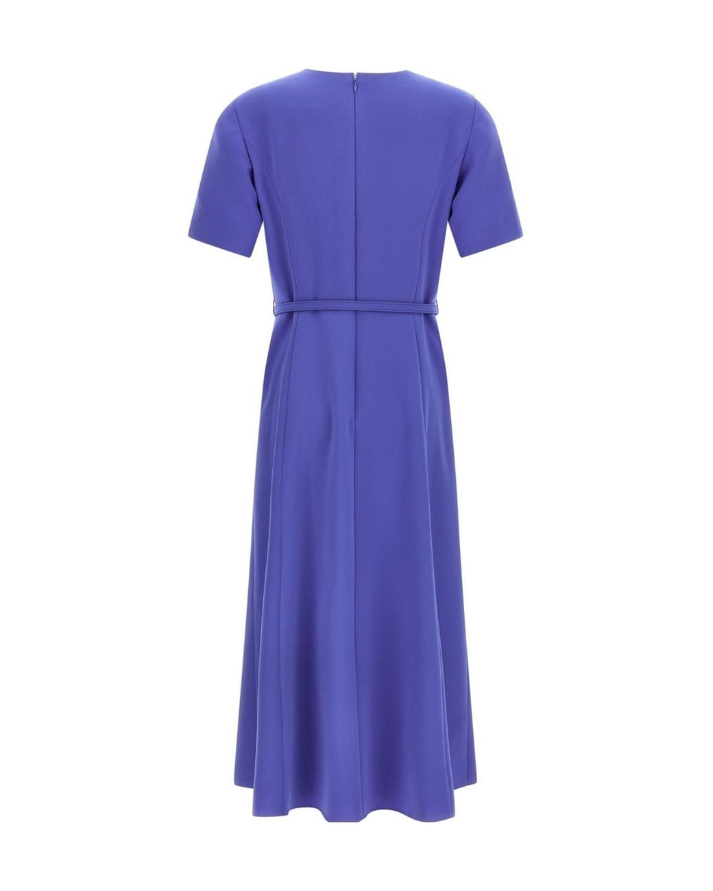 Carolina Herrera Blue Draped Belted Midi Dress