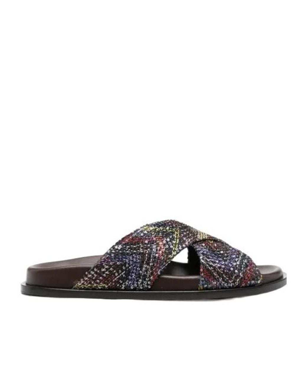 Missoni Brown Criss-Cross-Strap Sandals