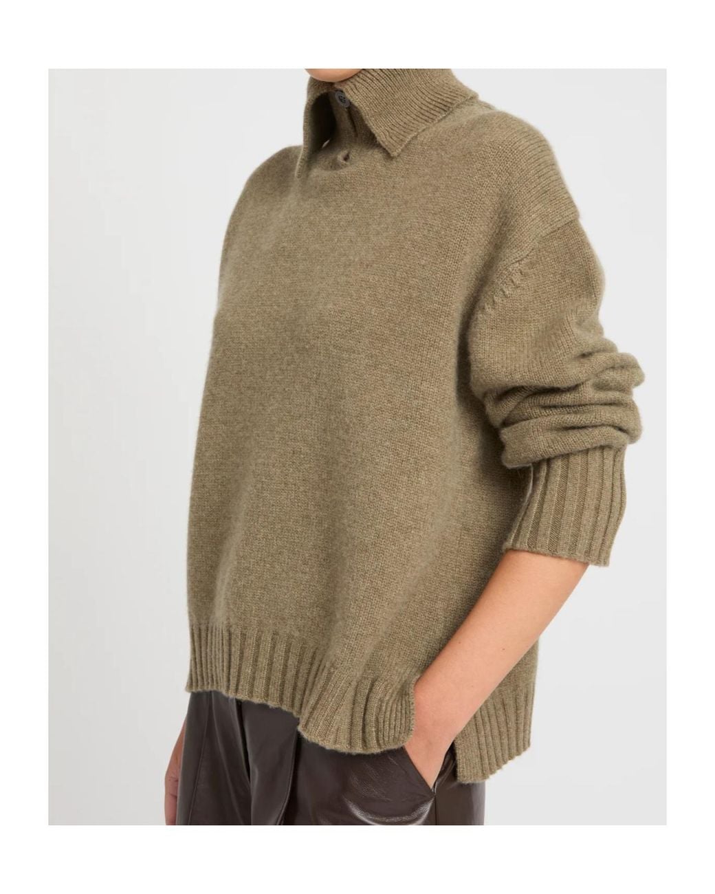 Yves Salomon Green Cashmere Crew-Neck Sweater
