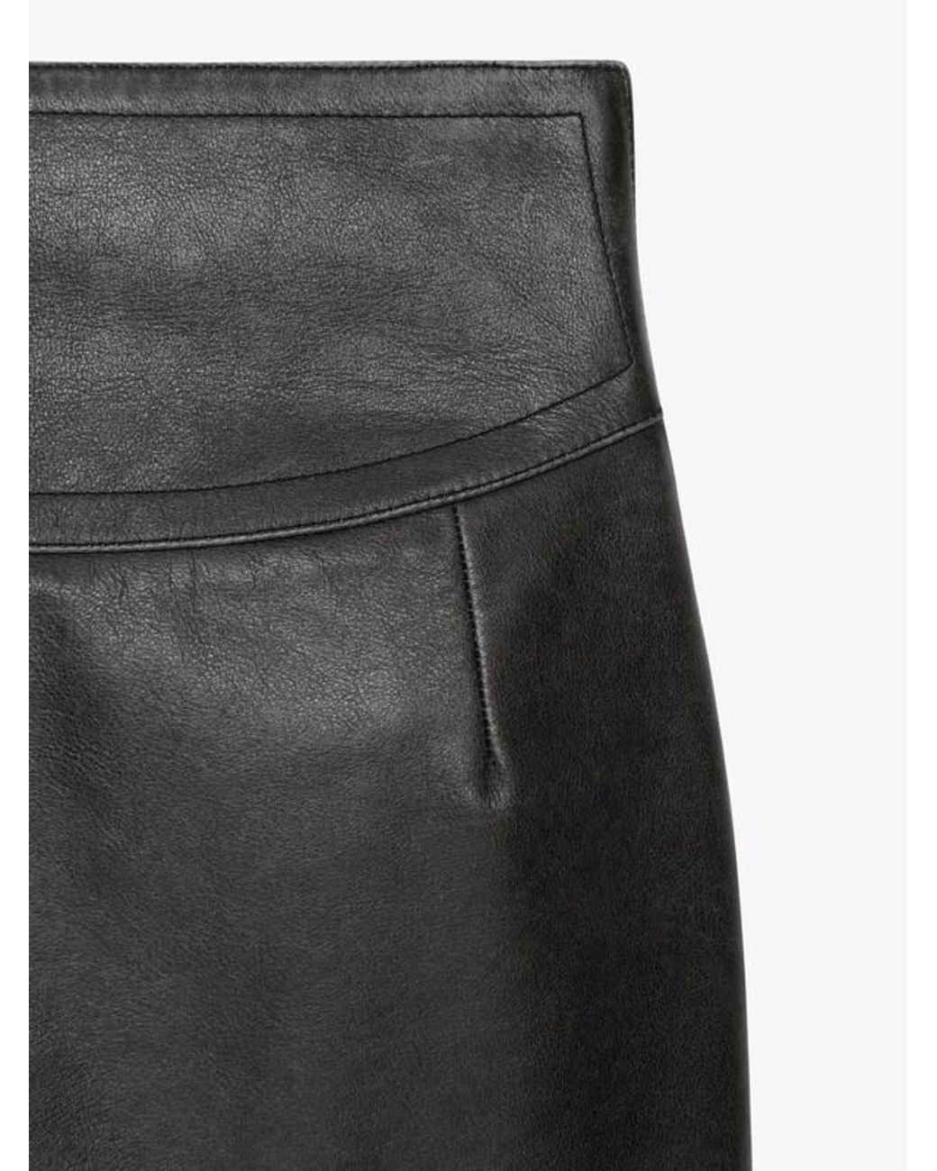 Givenchy Gray High-Waisted Leather Skirt