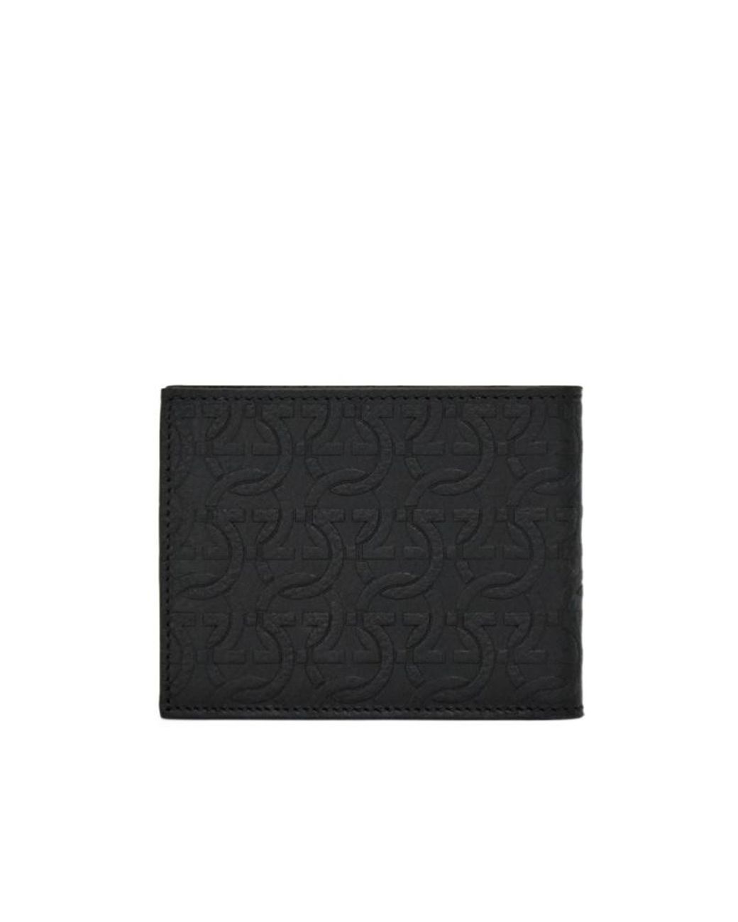 Ferragamo Black Ferragamo Embossed Logo Bifold Wallet for men