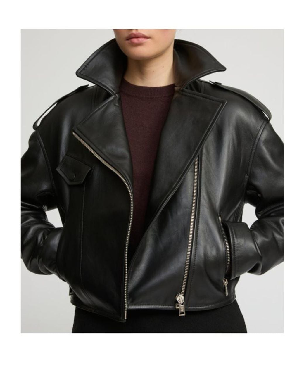 Yves Salomon Black Lambskin Biker Jacket