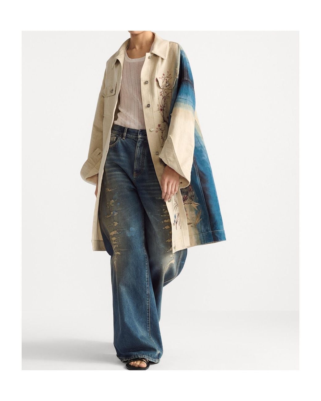 Dior Blue Christian Distressed Flared Jeans