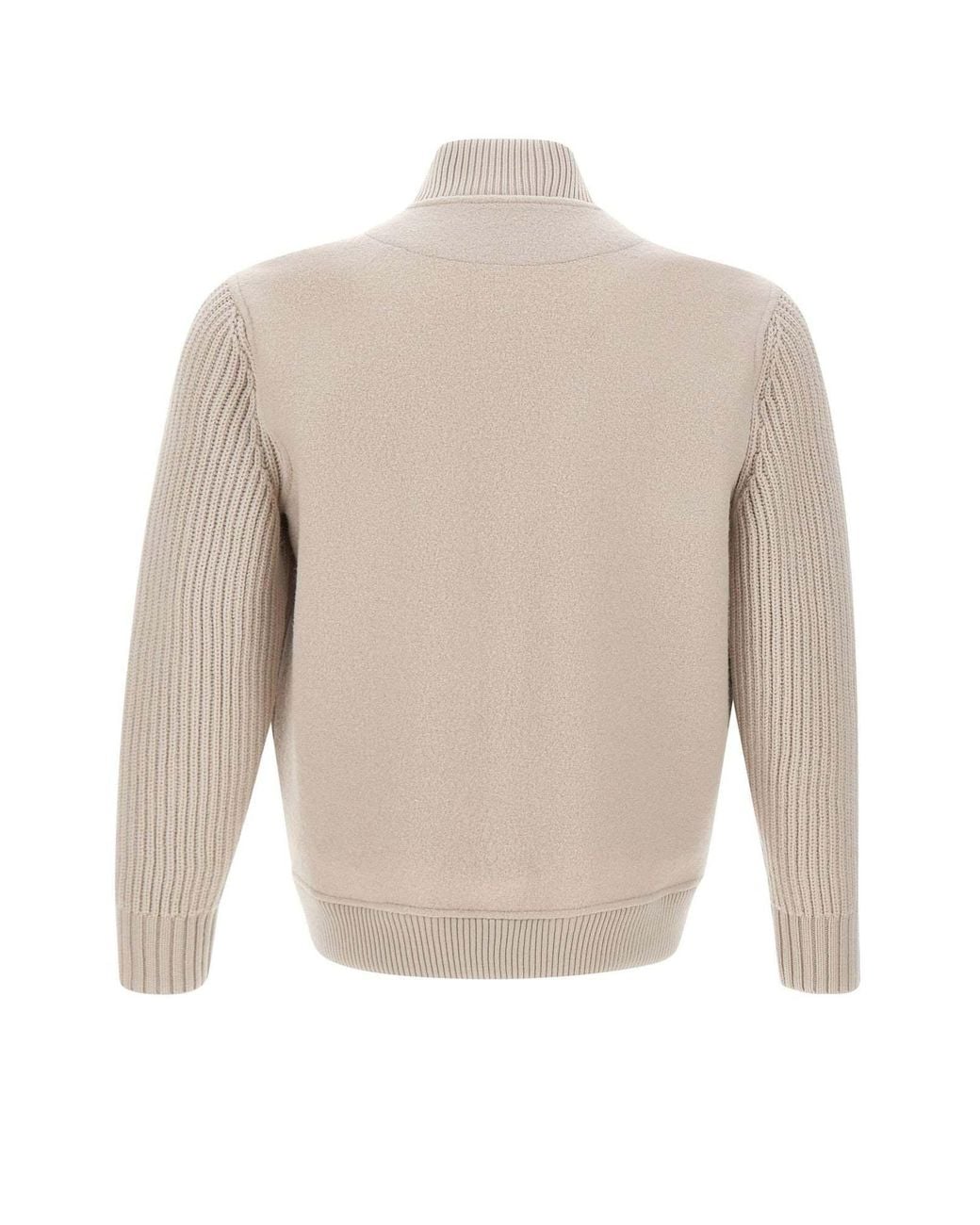 Eleventy White Cable-Knit Zip-Up Jacket for men