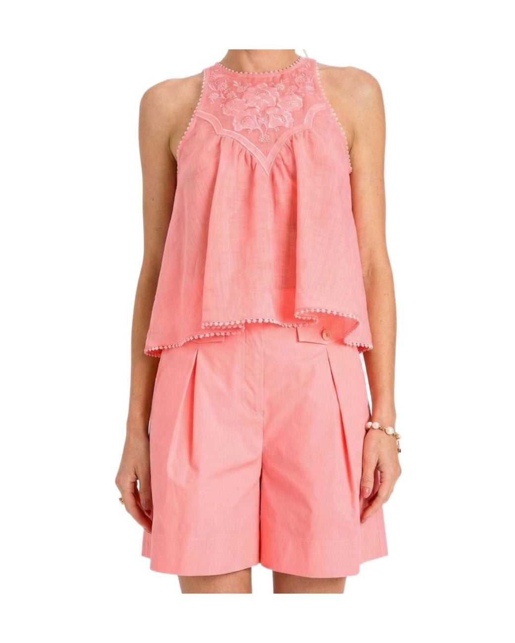 Twinset Pink Embroidered Pattern Top