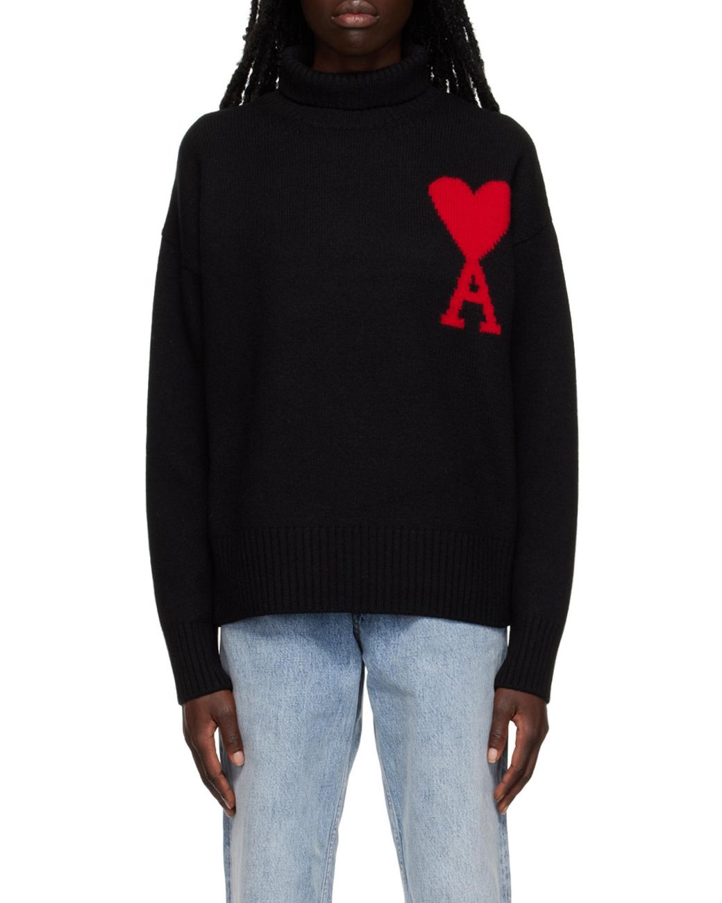 AMI Black Ami De Coeur Roll Neck Jumper for men