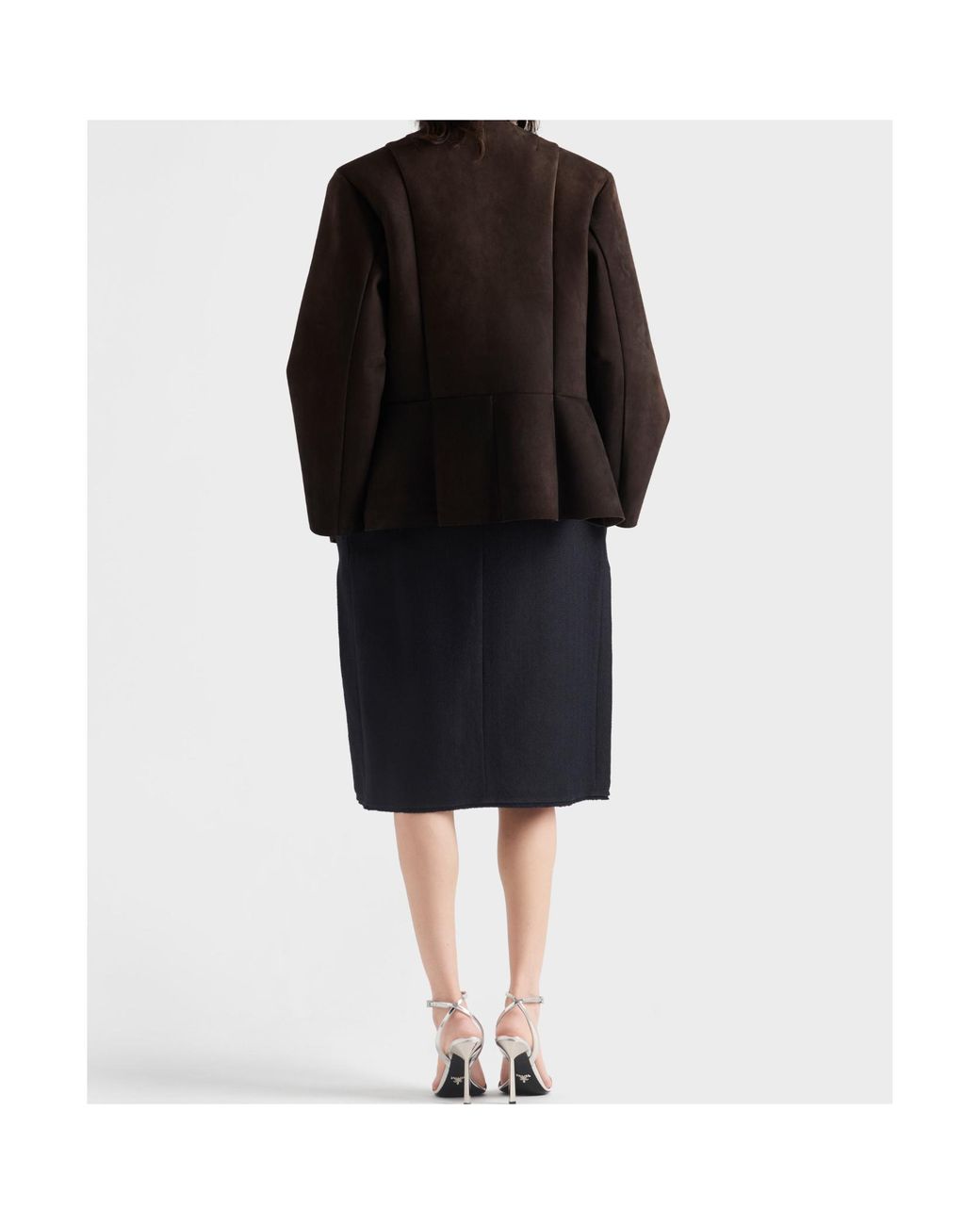 Prada Black Chevron Wool Midi Skirt