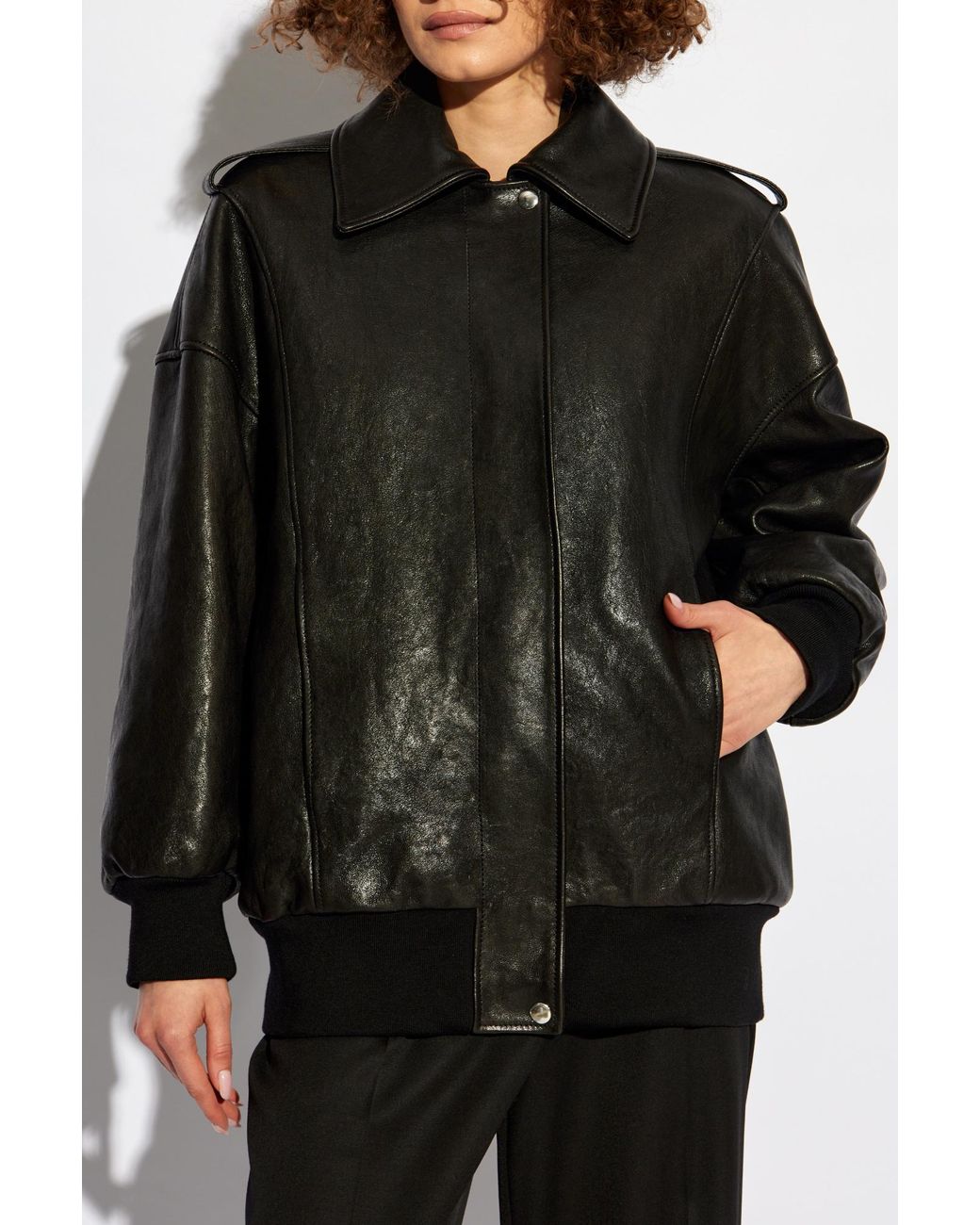 McQueen Black Zipped Leather Jacket