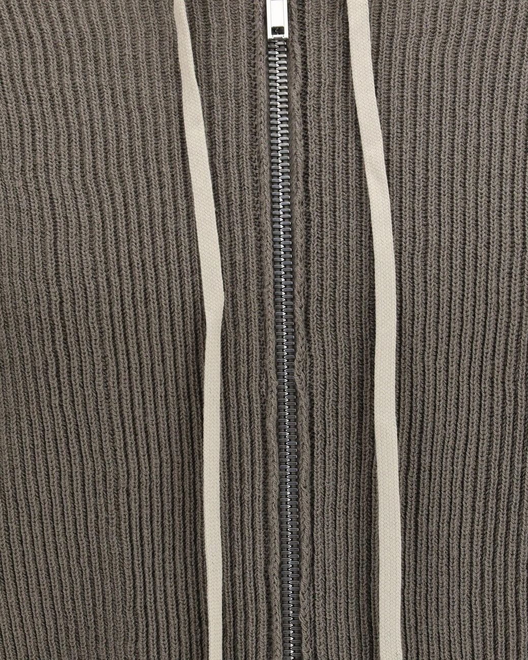 Rick Owens Gray Ribbed Zip-Up Hoodie for men