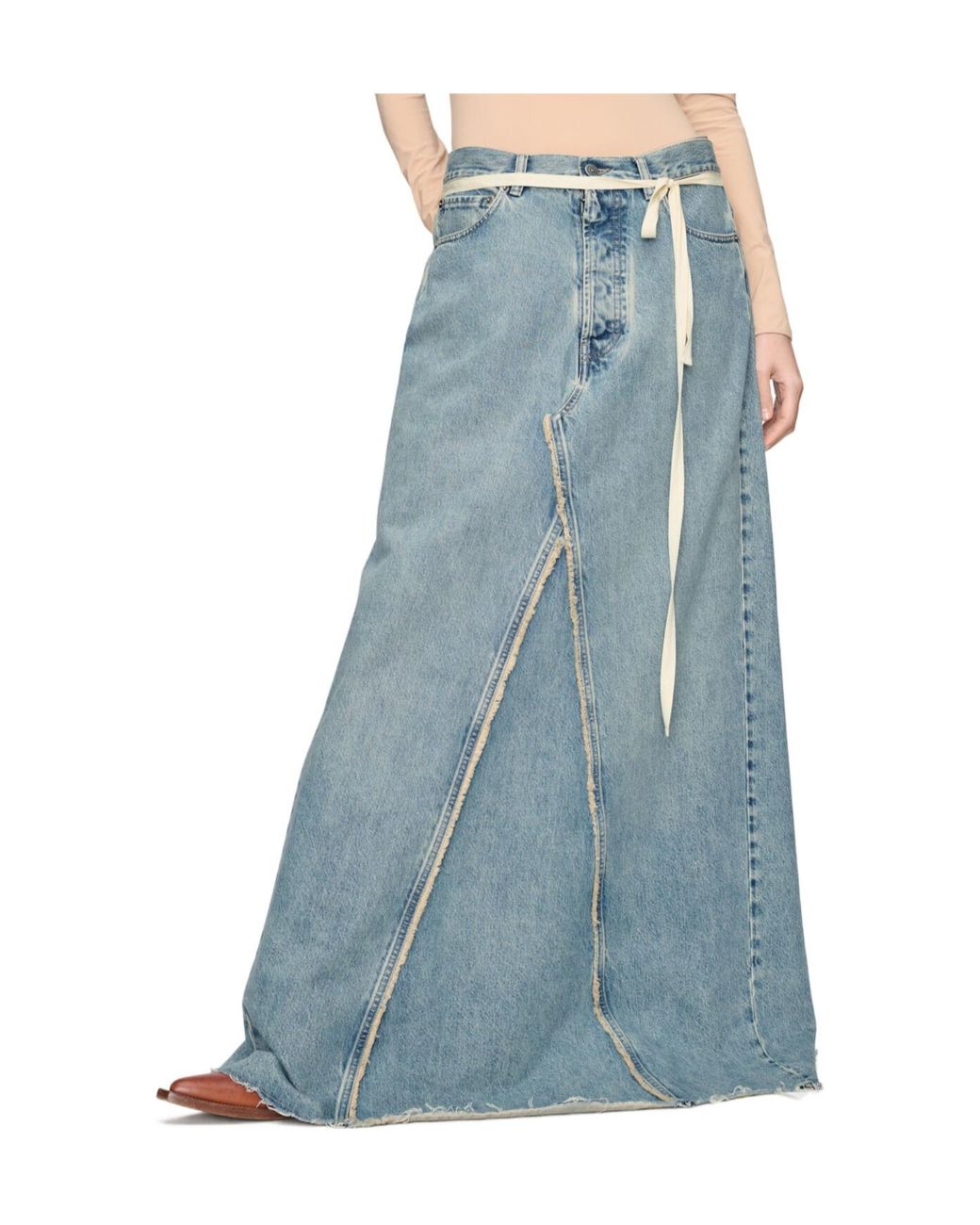 Maison Margiela Blue Raw Hem Denim Maxi Skirt