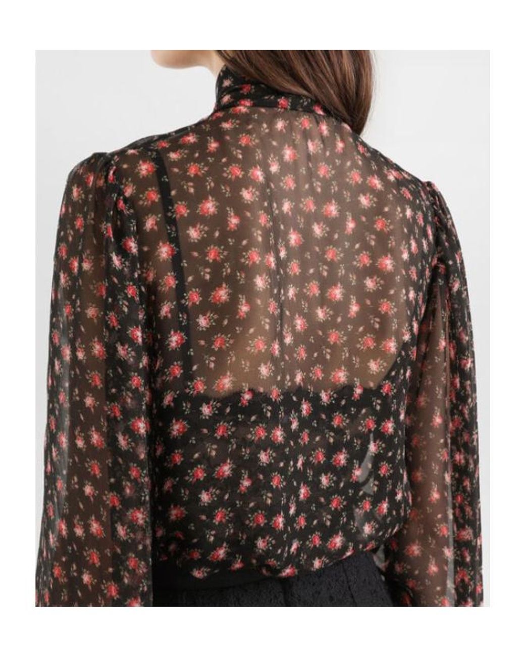 Dolce & Gabbana Brown Small Rose-Printed Chiffon Top