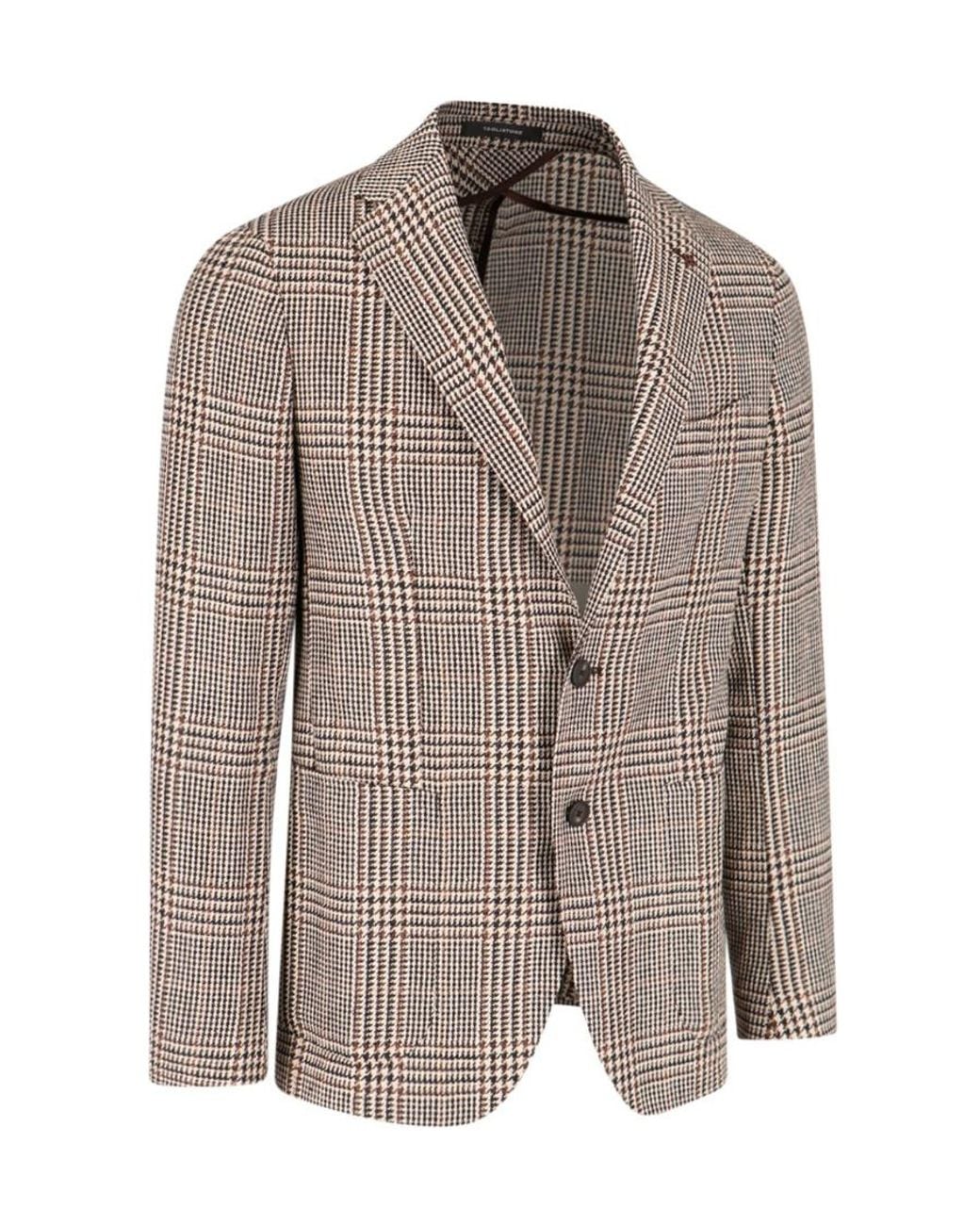 Tagliatore Brown Checked Single-Breasted Blazer for men