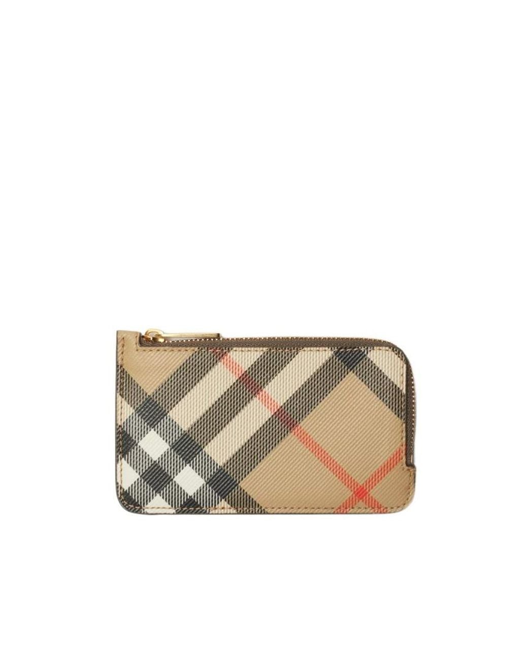 Burberry White Checked Zipped Card Case