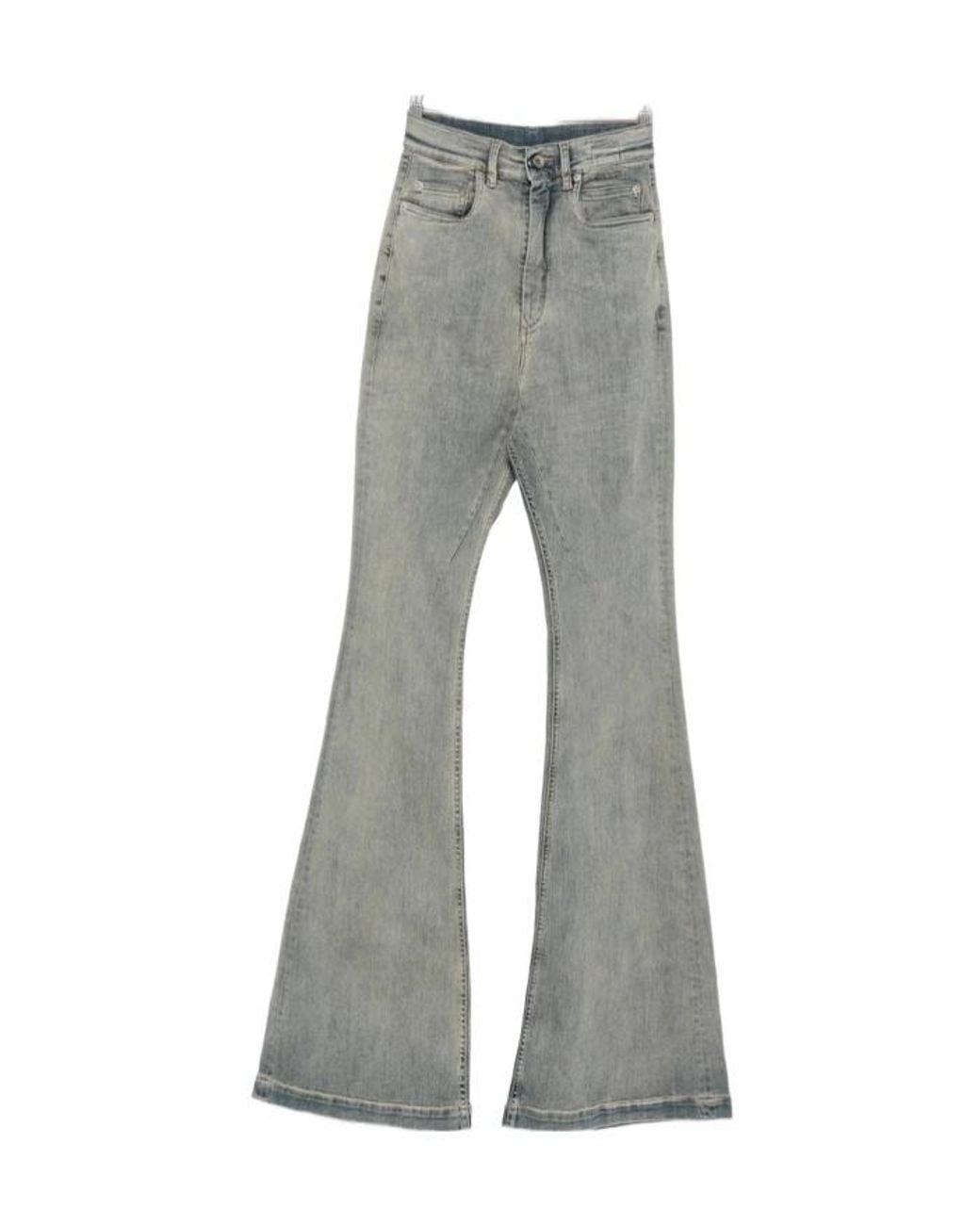 Rick Owens Gray High-Rise Flared Jeans