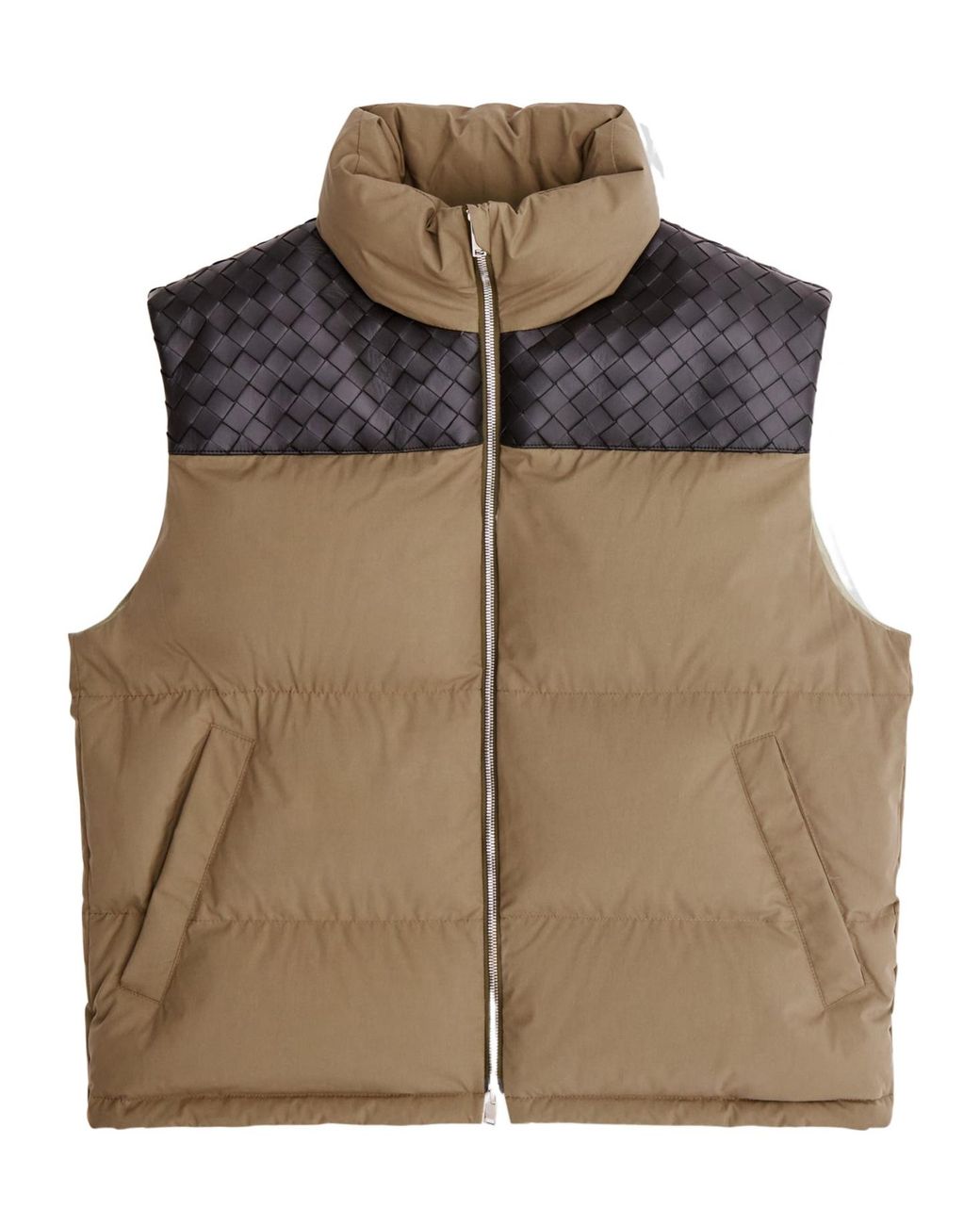 Bottega Veneta Brown Frosted Poplin Puffer Gilet for men