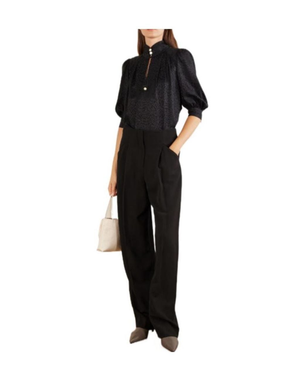 Veronica Beard Black High-Waisted Straight-Leg Pants