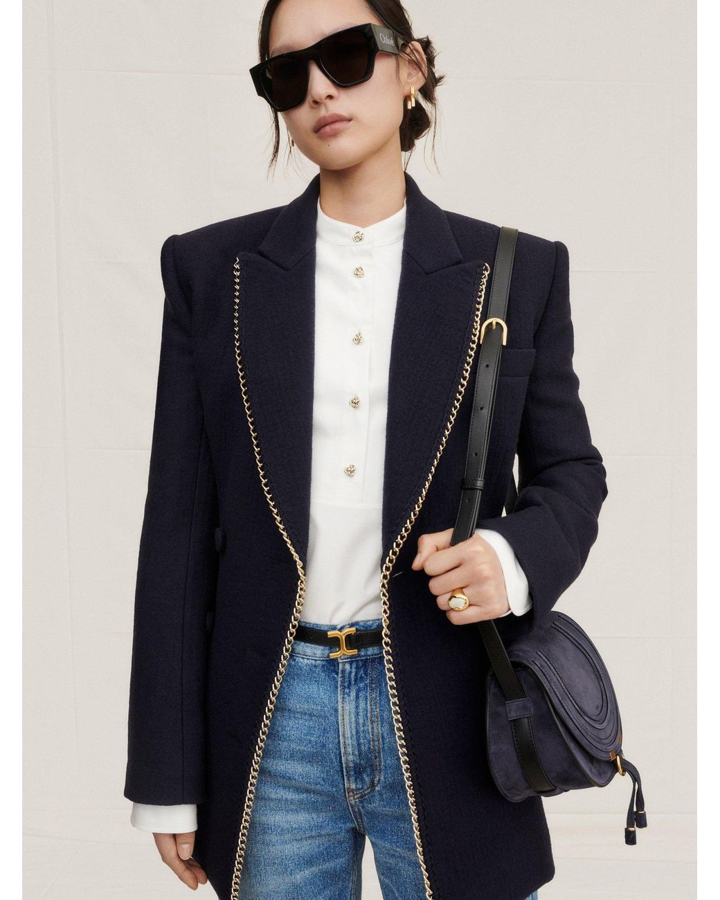 Chloé Blue Chloé Chain-Embellished Jacket