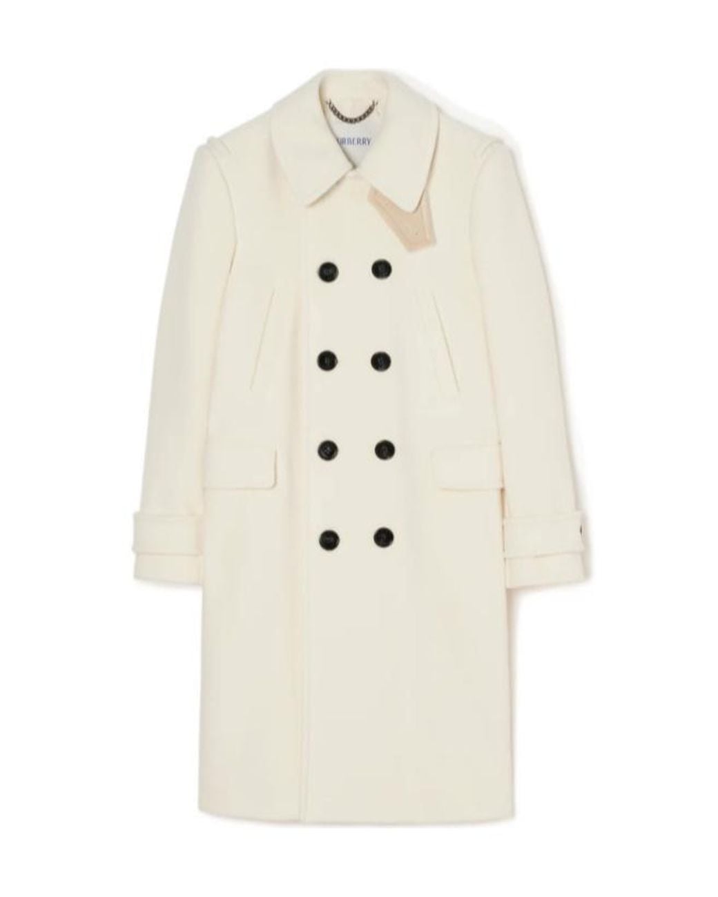 Burberry White Wool Blend Pea Coat for men