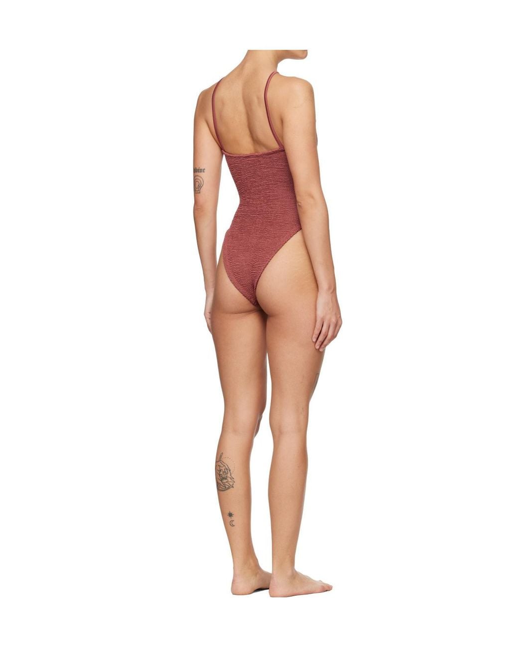 Hunza G Red Jasmine Tonal Hoop One-Piece Swimsuit