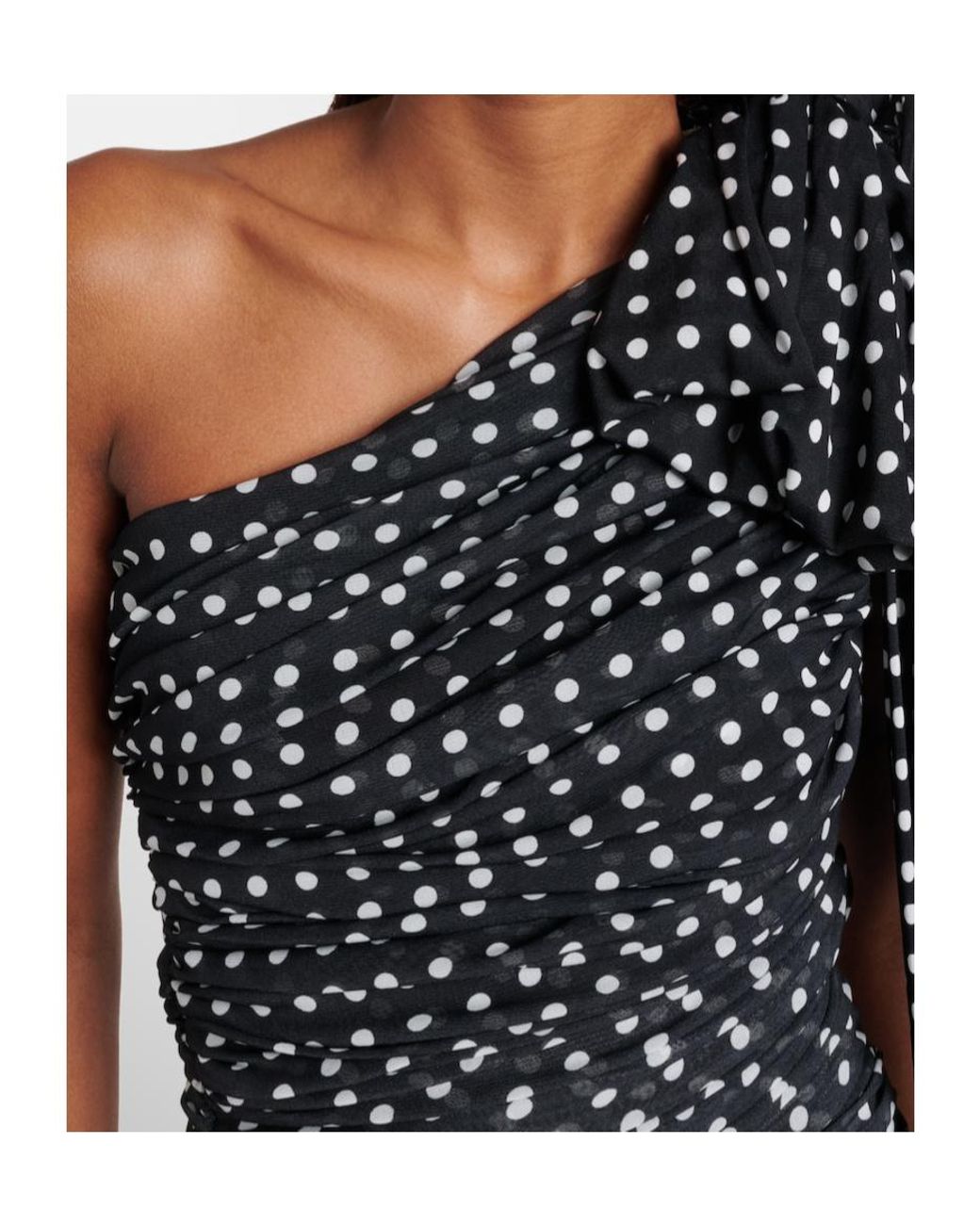 Patou Black Polka-Dot One-Shoulder Minidress