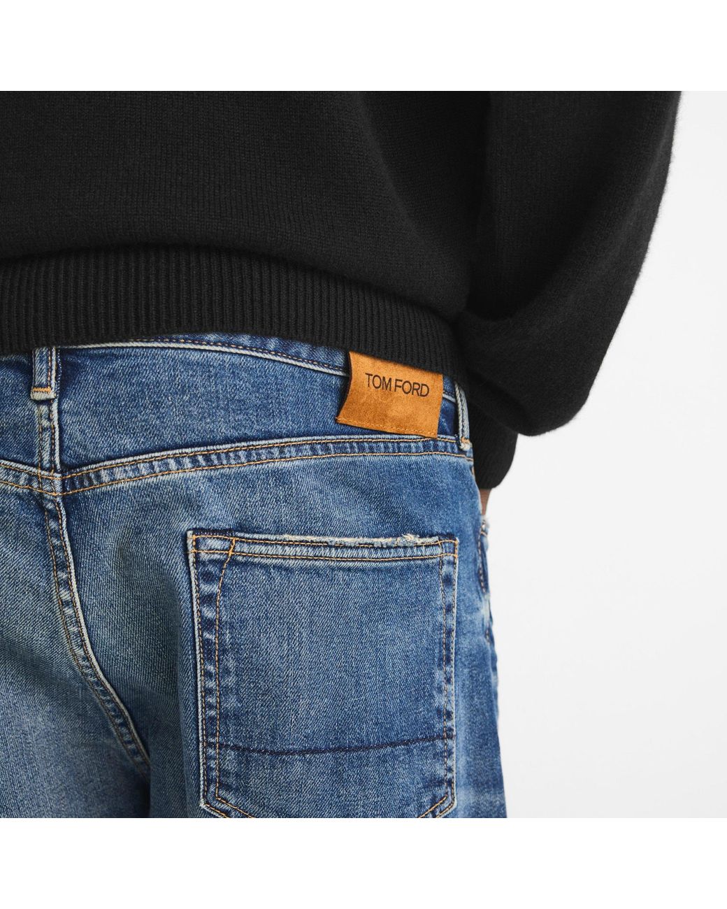 Tom Ford Blue Faded Straight Jeans for men
