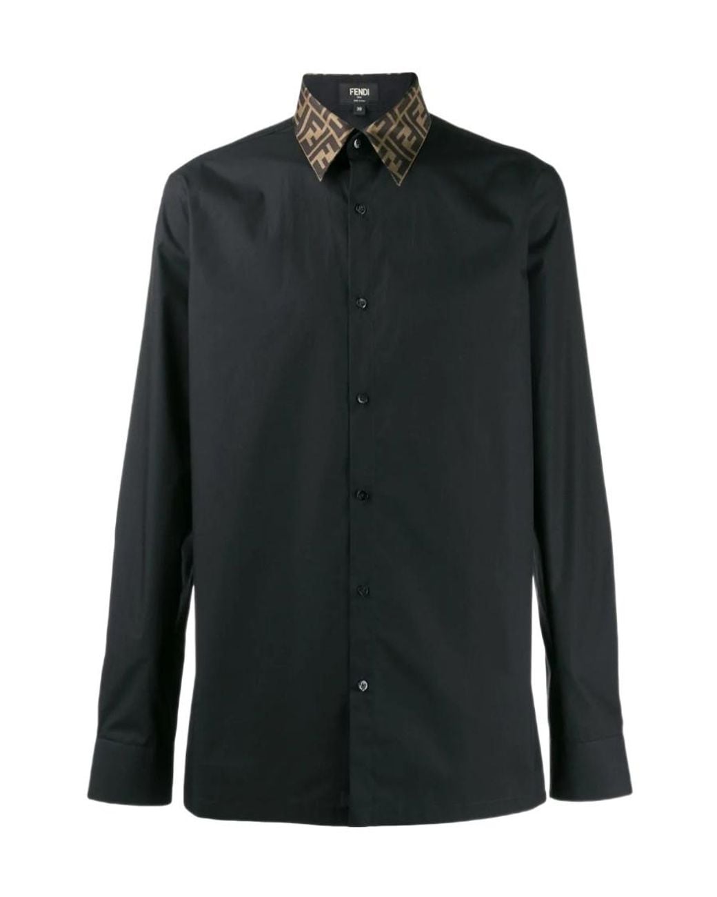 Fendi Long Sleeved Ff Jacquard Shirt in Black for Men | Lyst