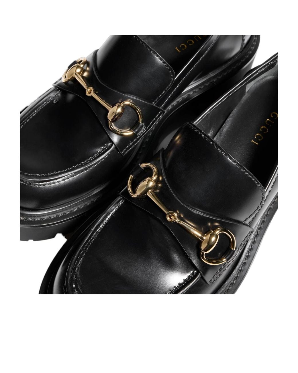 Gucci Black Horsebit Lug Sole Loafers