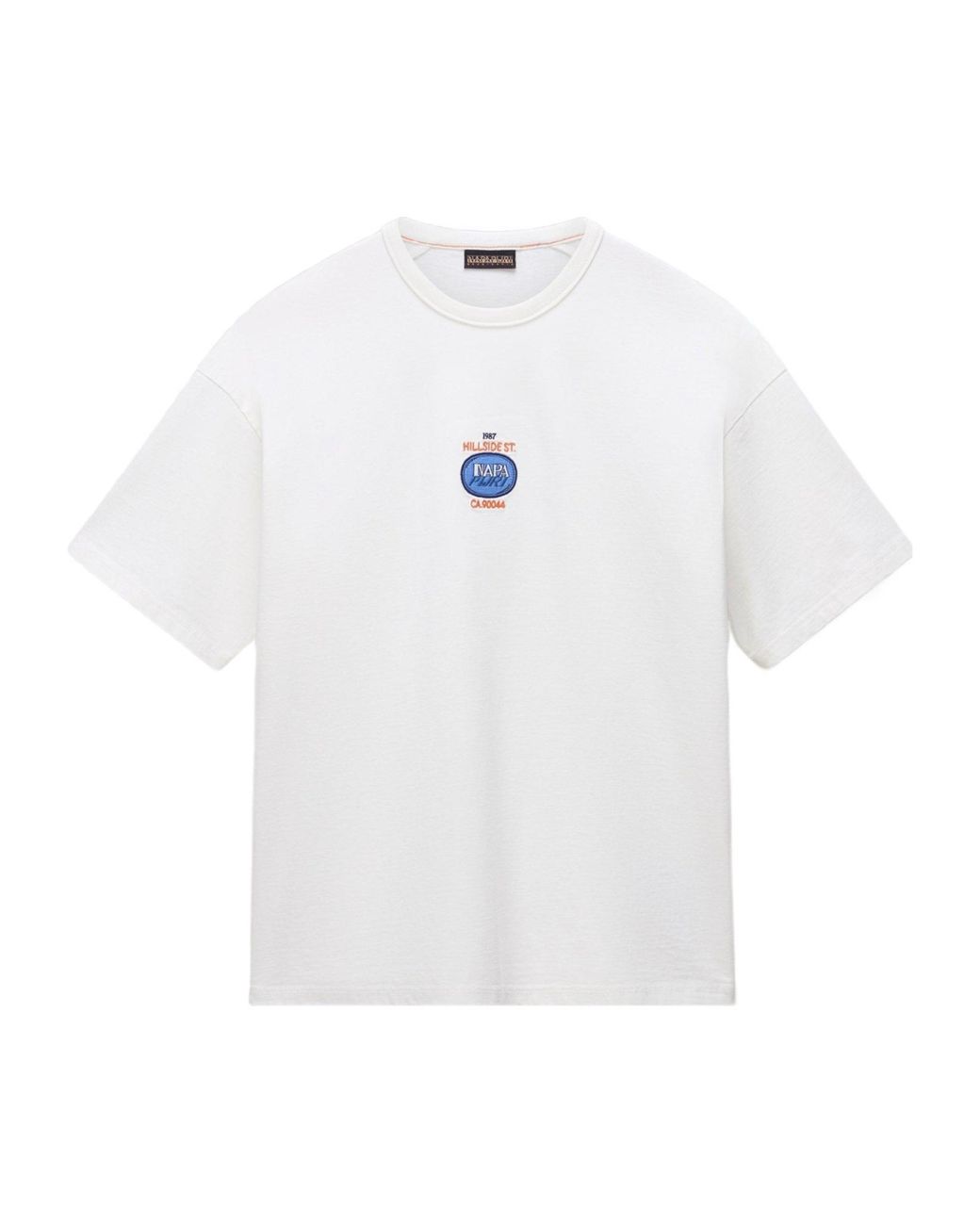 Napapijri White Logo Crew Neck T-Shirt for men