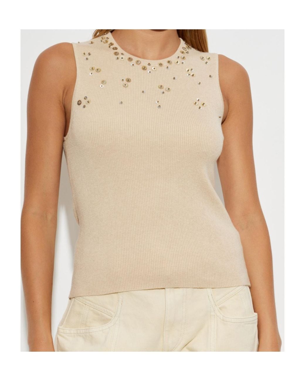 Isabel Marant Natural Sleeveless Knit Vest