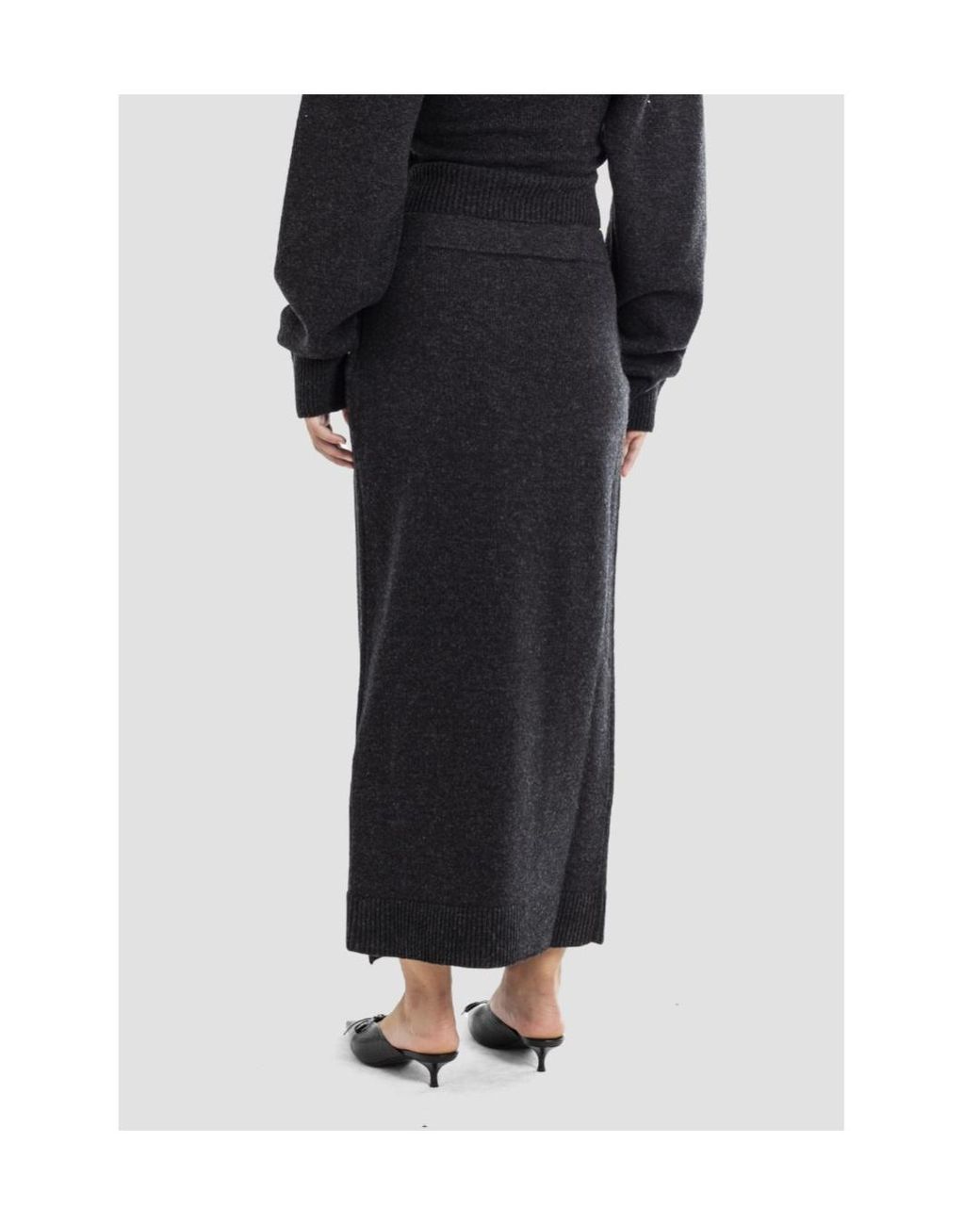 Balenciaga Black Slit Detailed Knit Skirt
