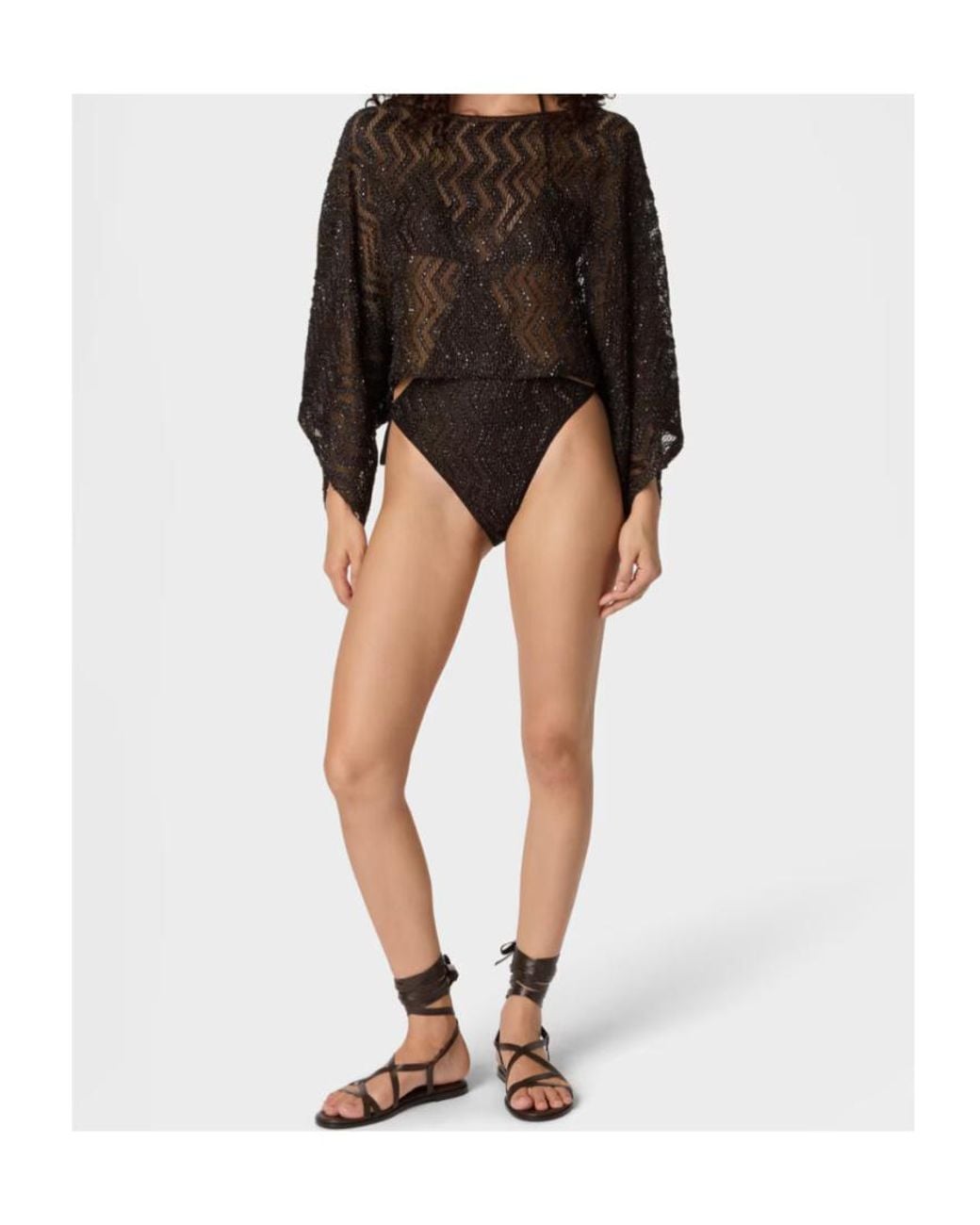 Missoni Brown Zigzag Mesh Top