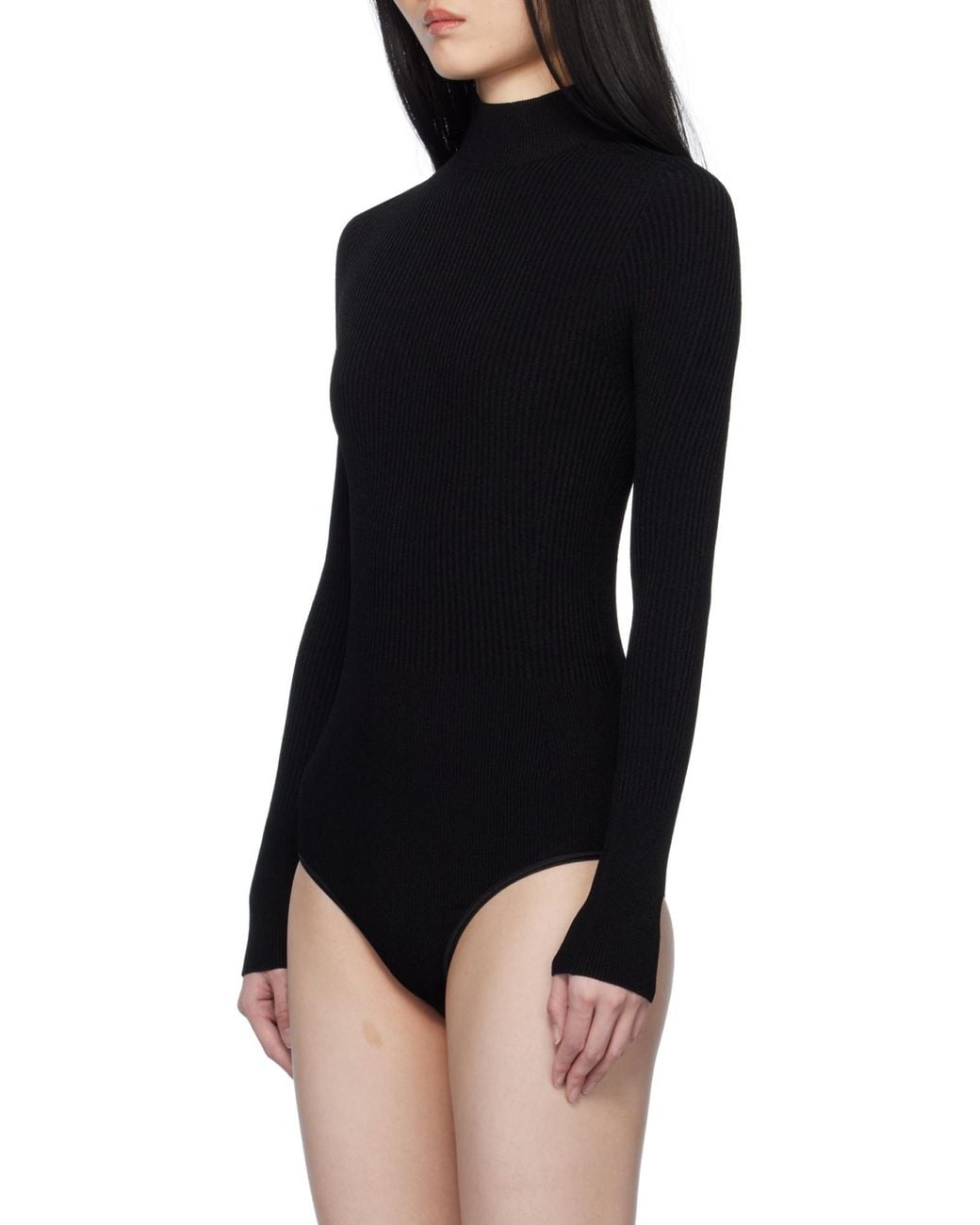 Alaïa Blue Alaïa Ribbed Knitted Bodysuit