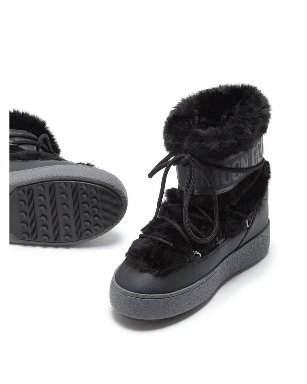 Moon Boot Black Ltrack Faux Fur Wp Ankle Snow Boots