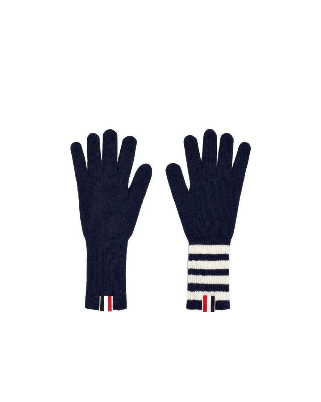Thom Browne Blue 4-Bar Ribbed Gloves for men