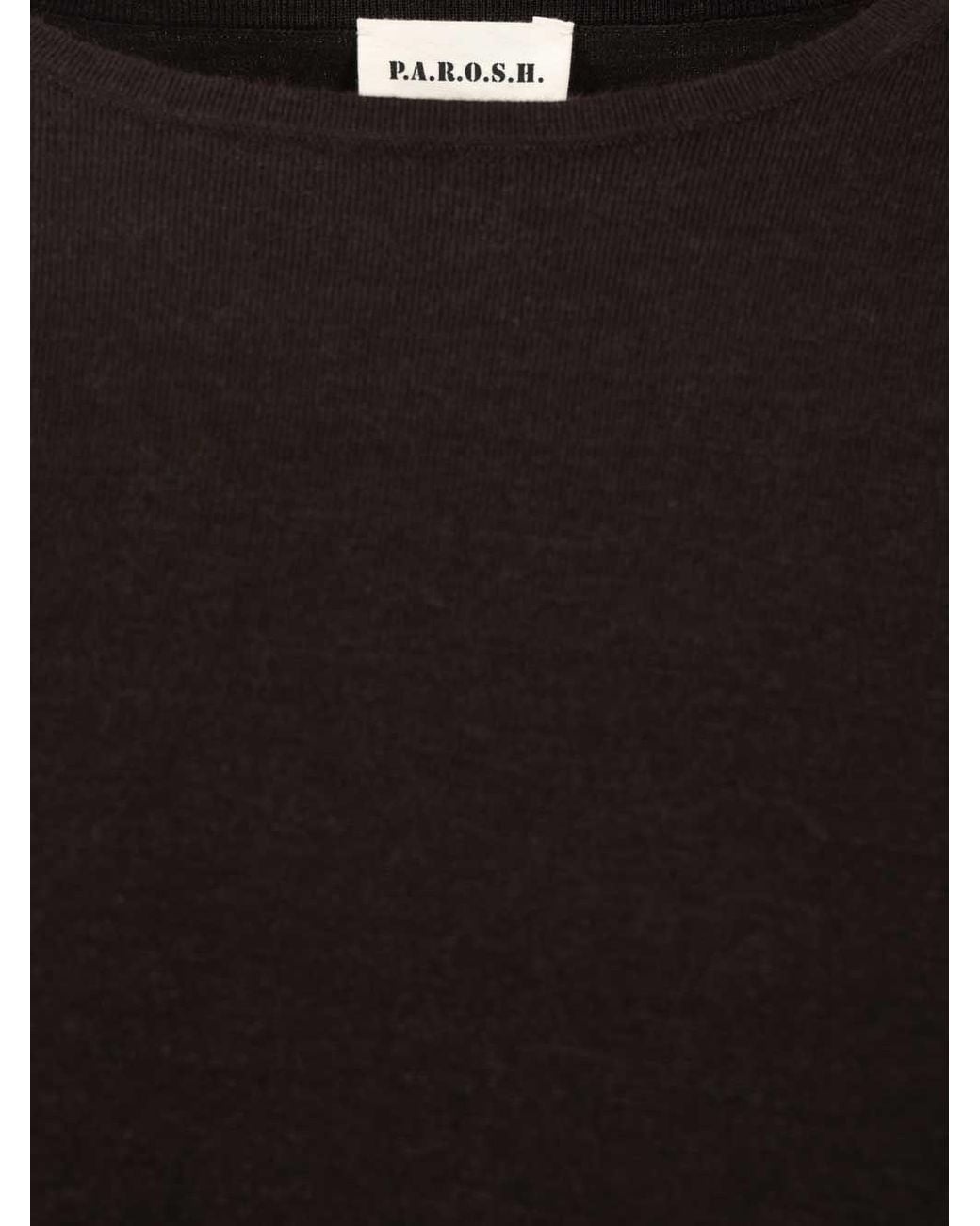 P.A.R.O.S.H. Black Boat-Neck Midi Dress