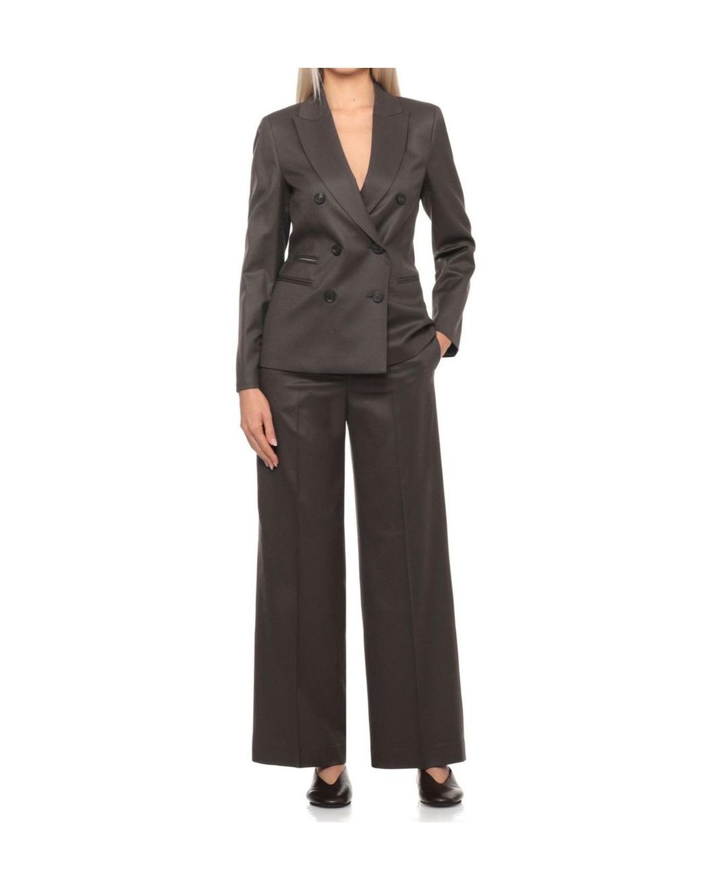 Peserico Black Double-Breasted Peak-Lapel Blazer