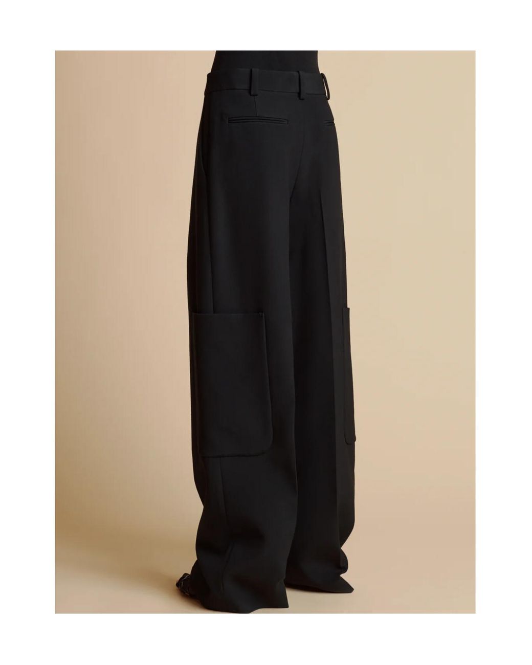 Khaite Black Caiton High-Waisted Straight Leg Trousers