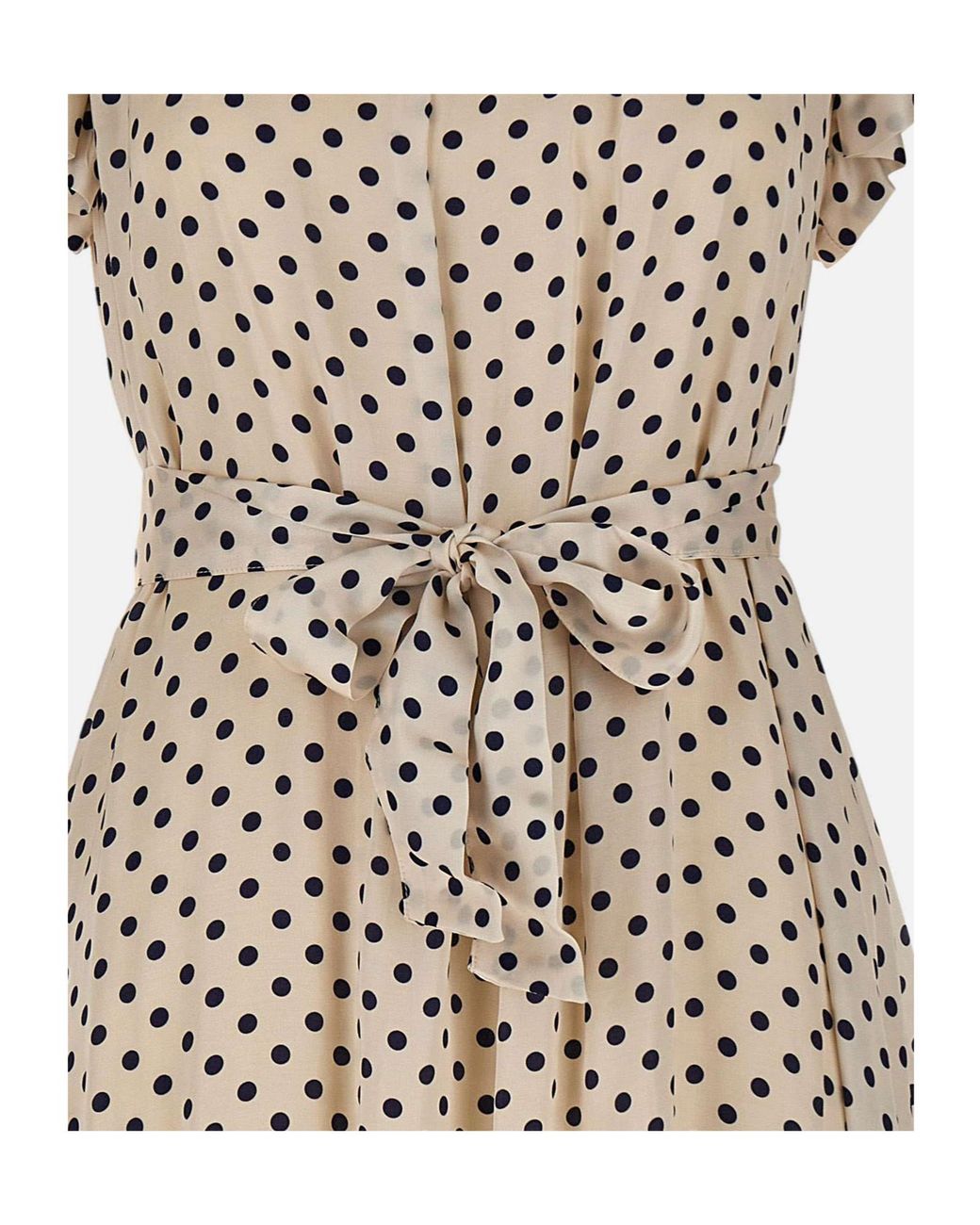 Kaos Natural Polka Dot Belted Short Dress