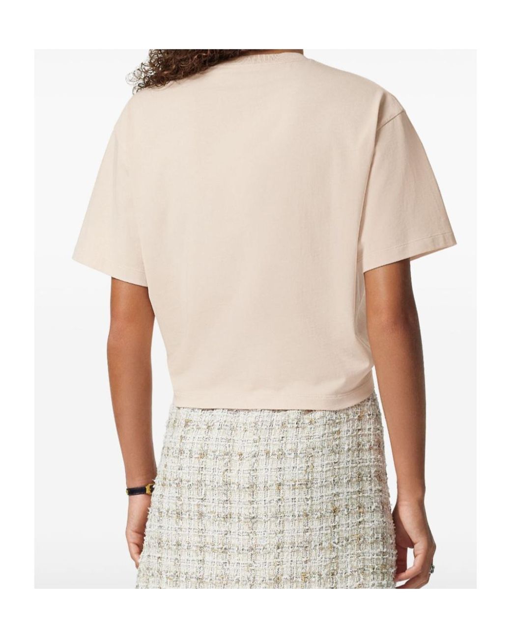 Versace Natural Safety-Pin Detailed Cropped T-Shirt