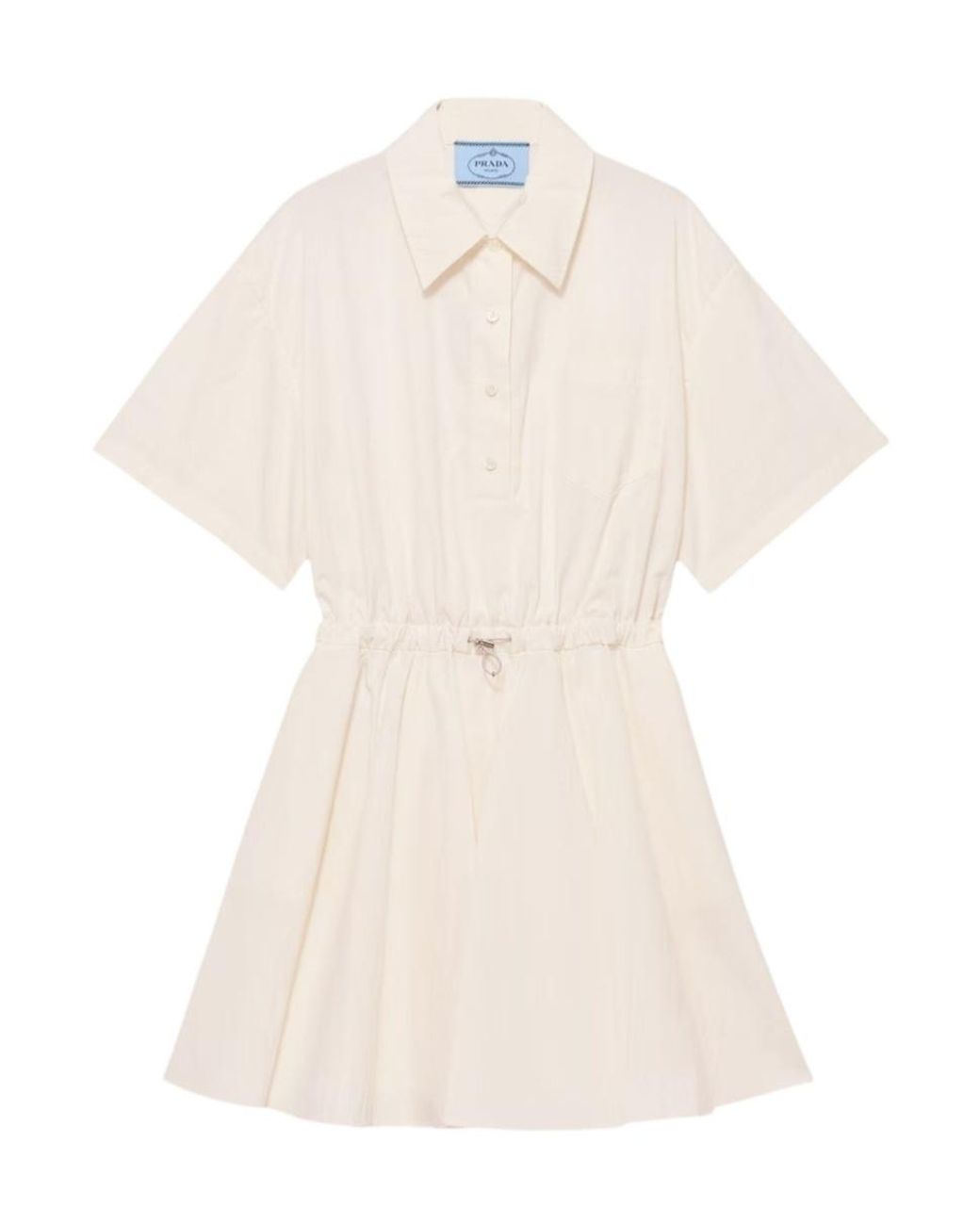 Prada White Short-Sleeved Technical Pongé Dress