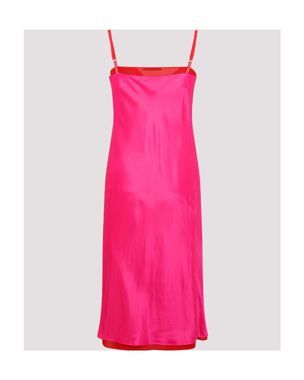 Acne Pink Satin Petticoat Dress With Adjustable Shoulder Straps