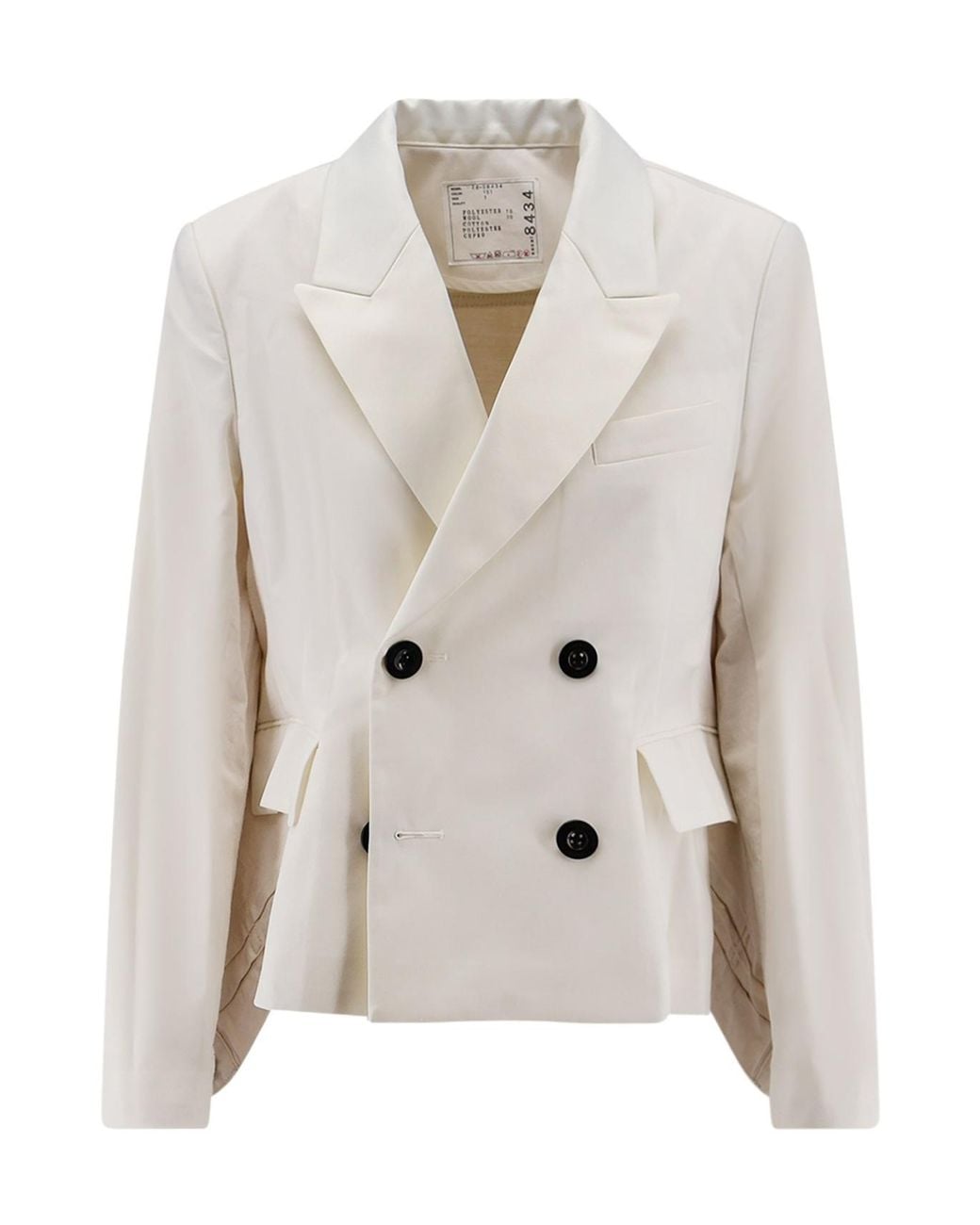 Sacai White Double-Breasted Blazer