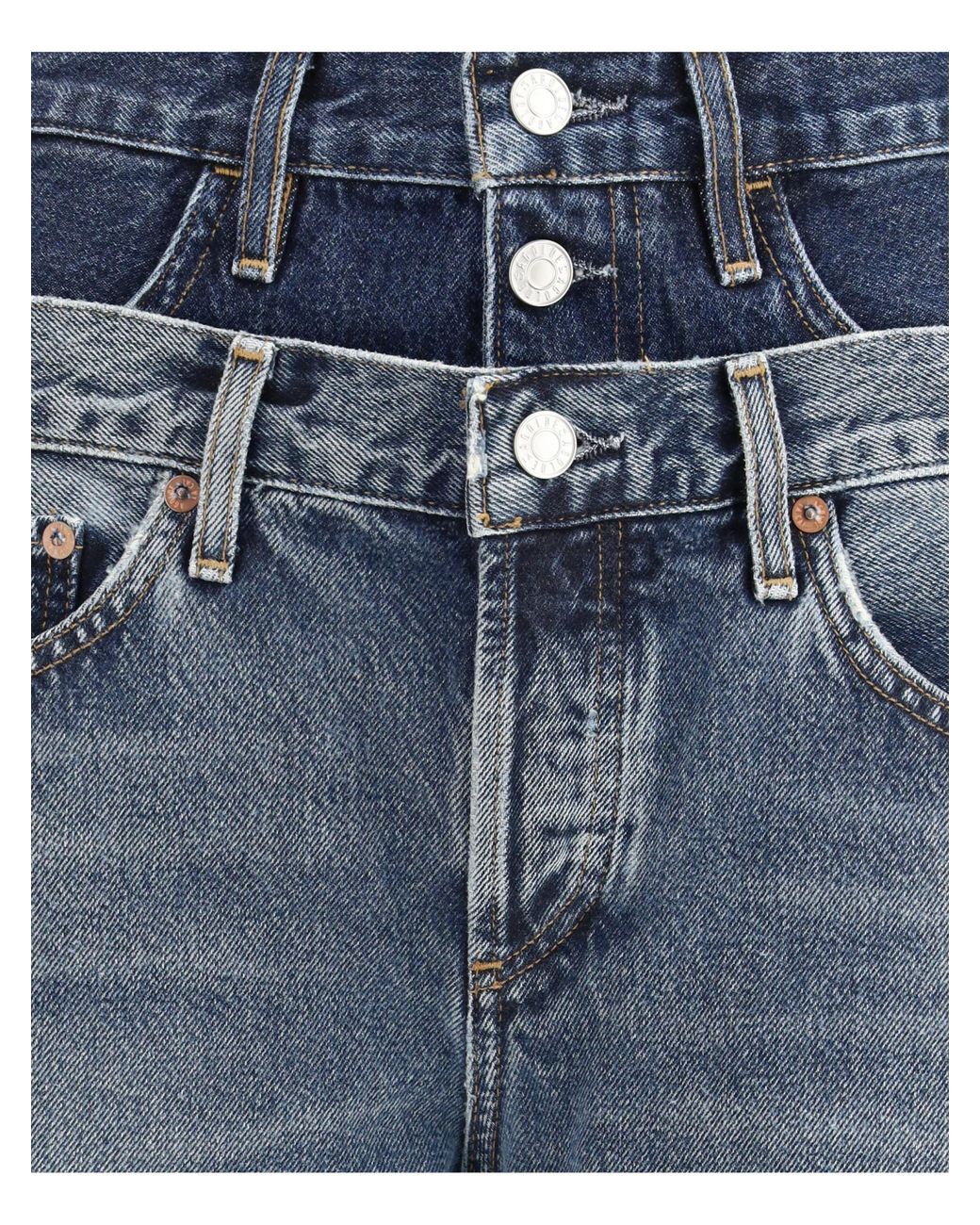Agolde Blue Elson Double-Waisted Jeans
