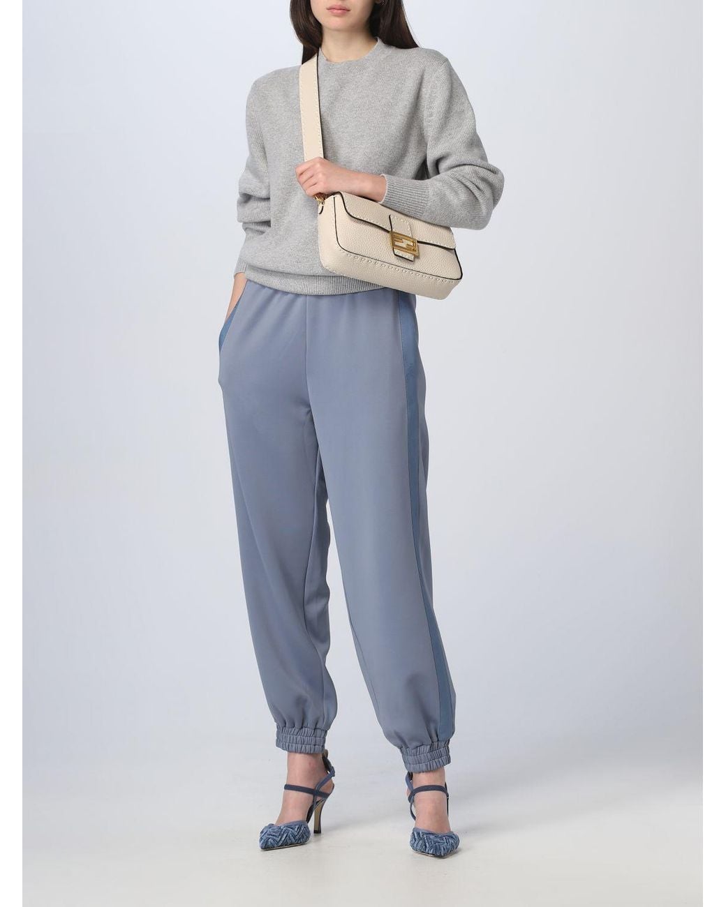 Fendi Gray Crewneck Knit Sweater